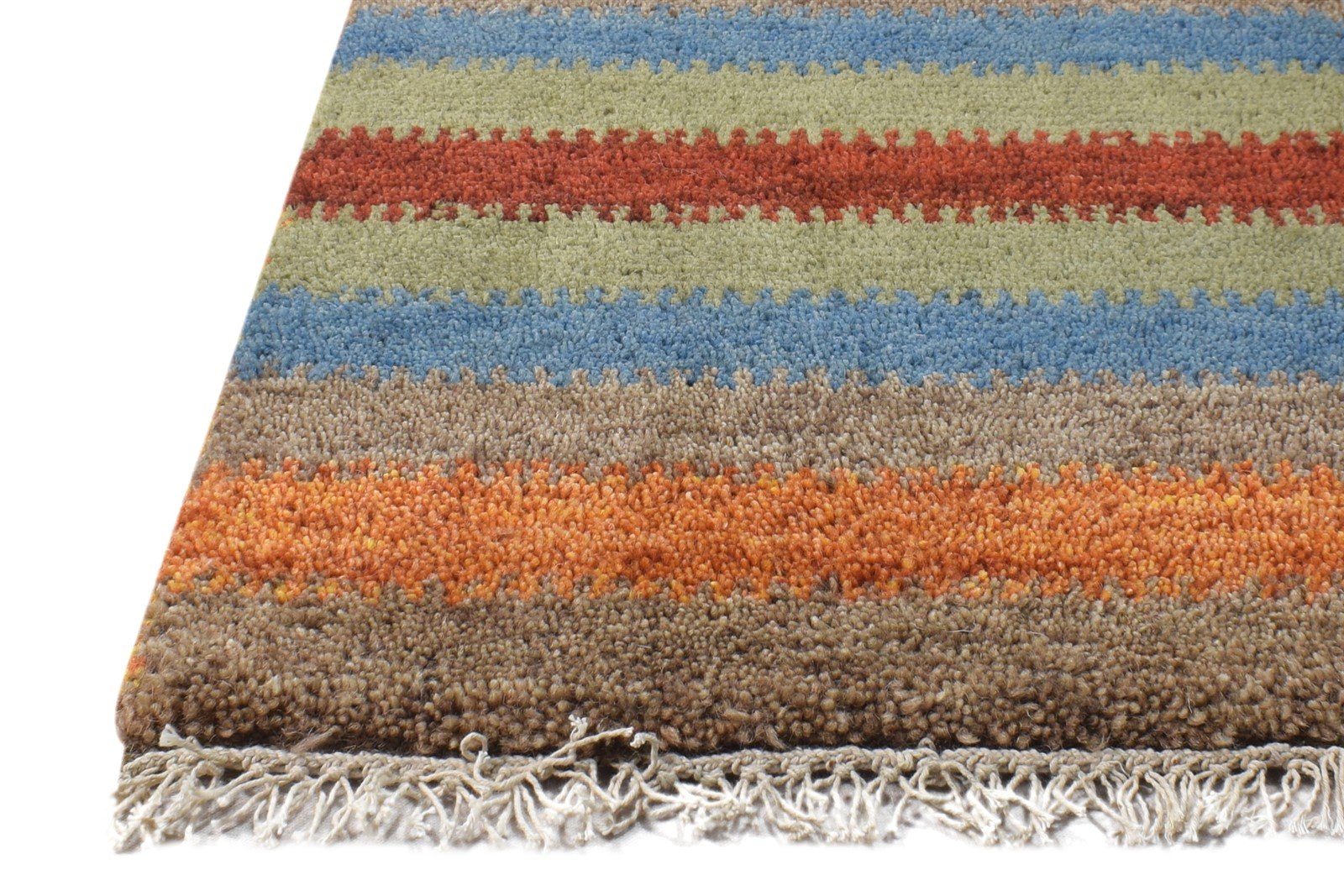 Wool Multi Color Rug 1X2 Southwestern Hand Knotted Gabbeh Striped Small Carpet   7865061114005