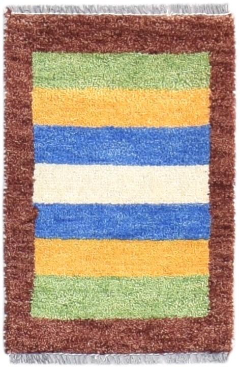 Wool Multi Color Rug 1X2 Southwestern Hand Knotted Gabbeh Striped Small Carpet   7865087656085