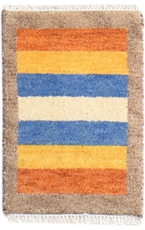 Wool Multi Color Rug 1X2 Southwestern Hand Knotted Gabbeh Striped Small Carpet   7865089523861