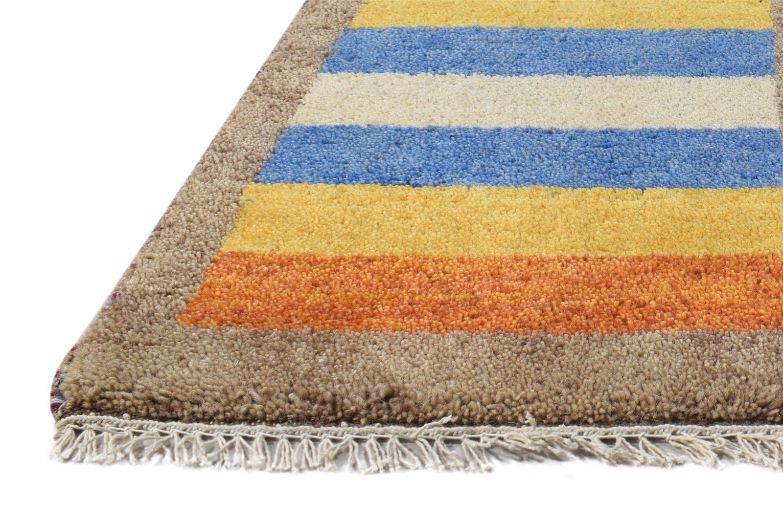 Wool Multi Color Rug 1X2 Southwestern Hand Knotted Gabbeh Striped Small Carpet   7865089523861
