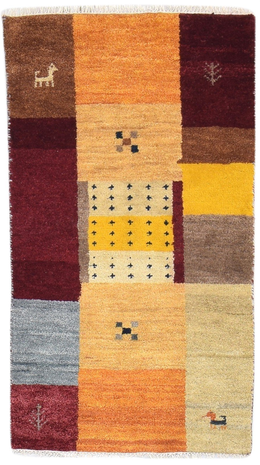 Wool Multi Color Rug 2'6 X 5' Persien Hand Knotted Gabbeh Tribal Small Carpet   7864317182101