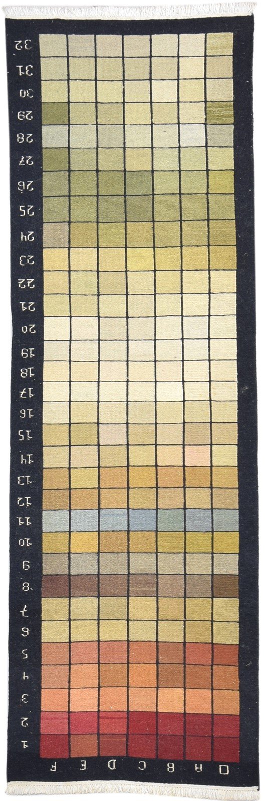 Wool Multi Color Rug 3X8 Modern Hand Knotted Scandinavian Geometric Small Runner   7865072517269
