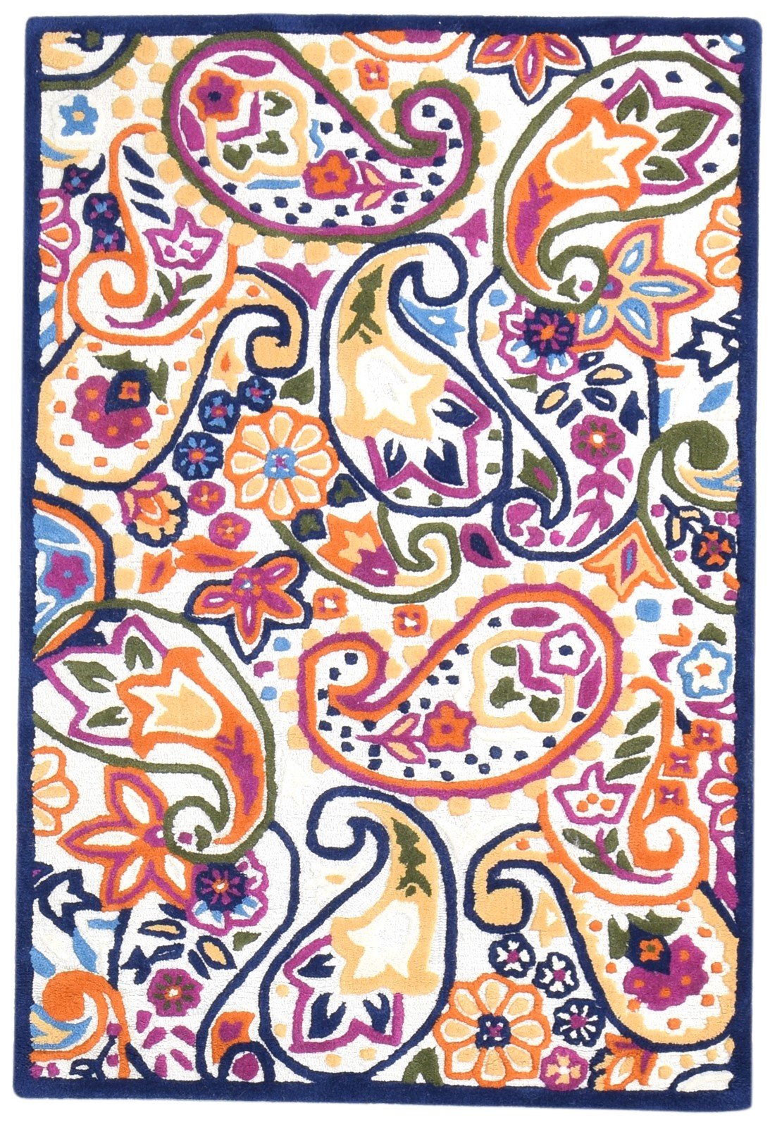 Wool Multi Color Rug 4X6 Modern Hand Tufted European Paisley Room Size Carpet   7865056493717