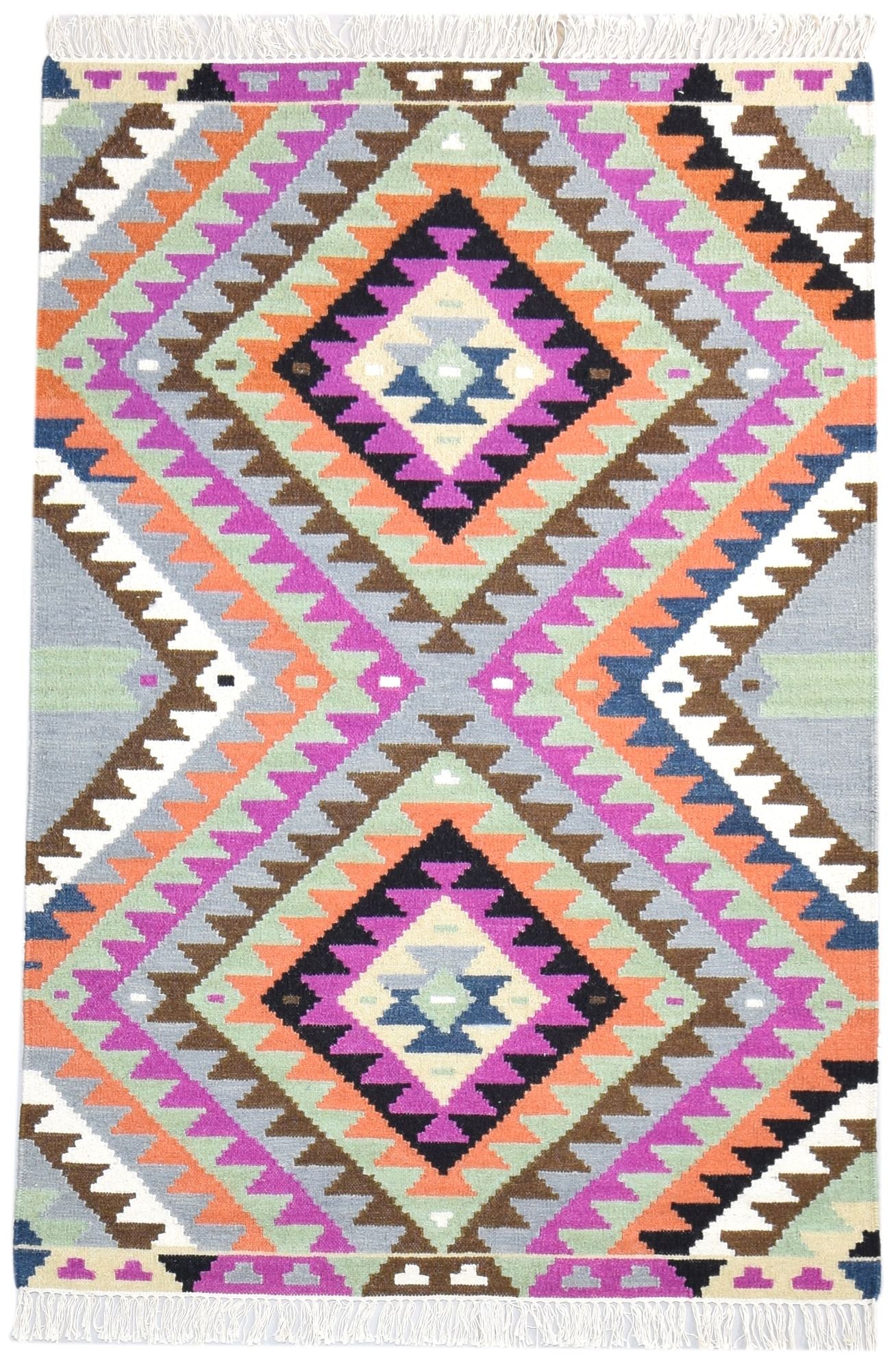 Wool Multi Color Rug 4X6 Southwestern Dhurrie American Tribal Room Size Carpet   7865001017493
