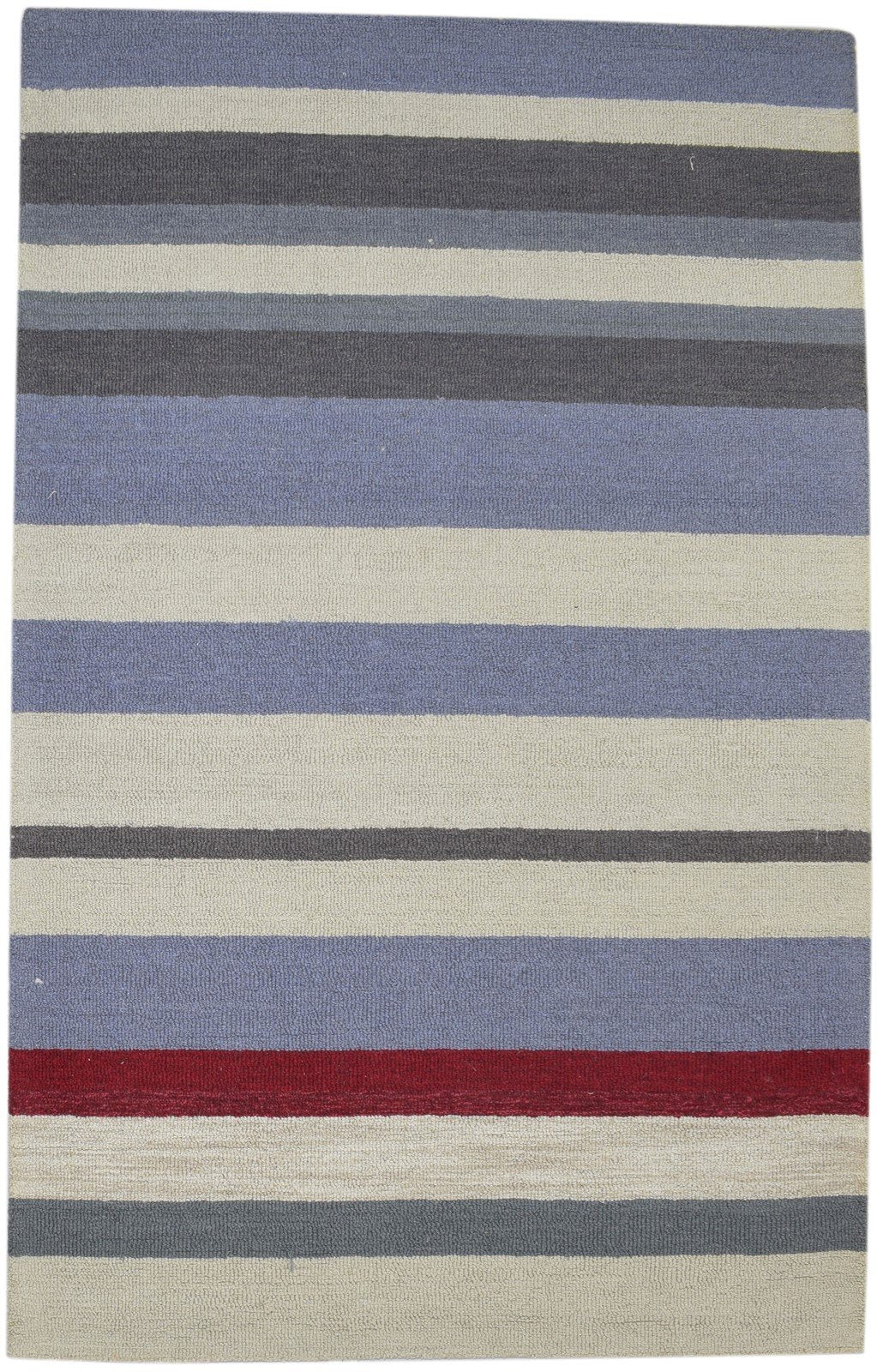Wool Multi Color Rug 5X8 Modern Hand Tufted Scandinavian Striped Room Size   7860705951893