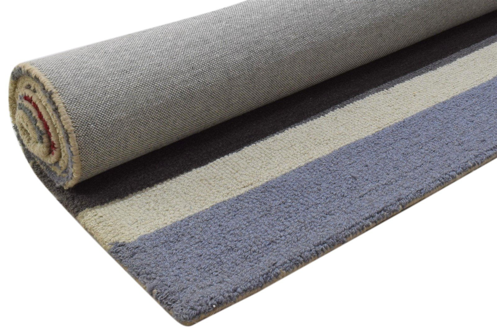 Wool Multi Color Rug 5X8 Modern Hand Tufted Scandinavian Striped Room Size   7860705951893