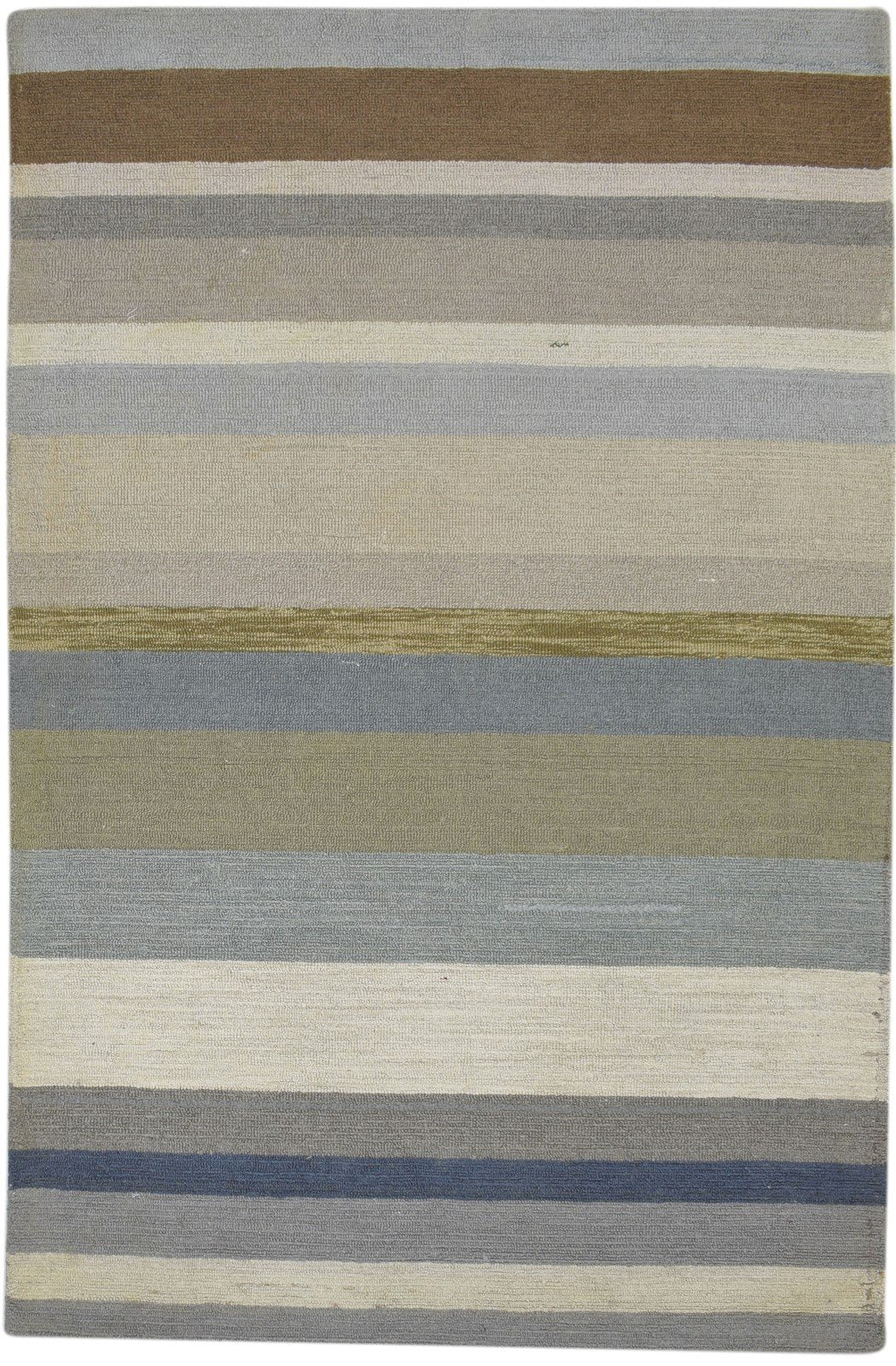 Wool Multi Color Rug 5X8 Modern Hand Tufted Scandinavian Striped Room Size   7860706607253