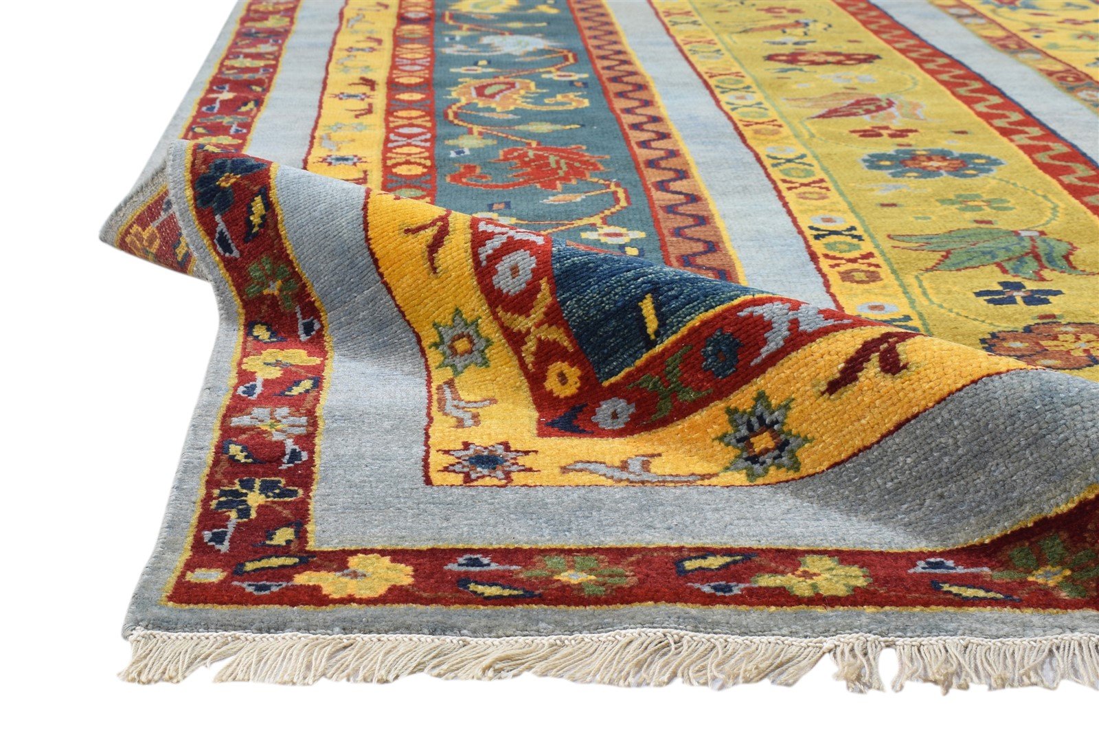 Wool Multi Color Rug 6X9 Persian Hand Knotted Turkish Striped Room Size Carpet   7860676034709