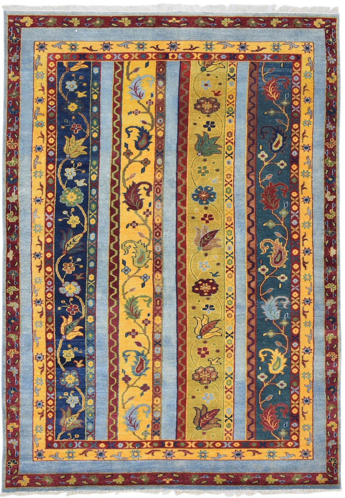 Wool Multi Color Rug 6X9 Persian Hand Knotted Turkish Striped Room Size Carpet   7860676034709