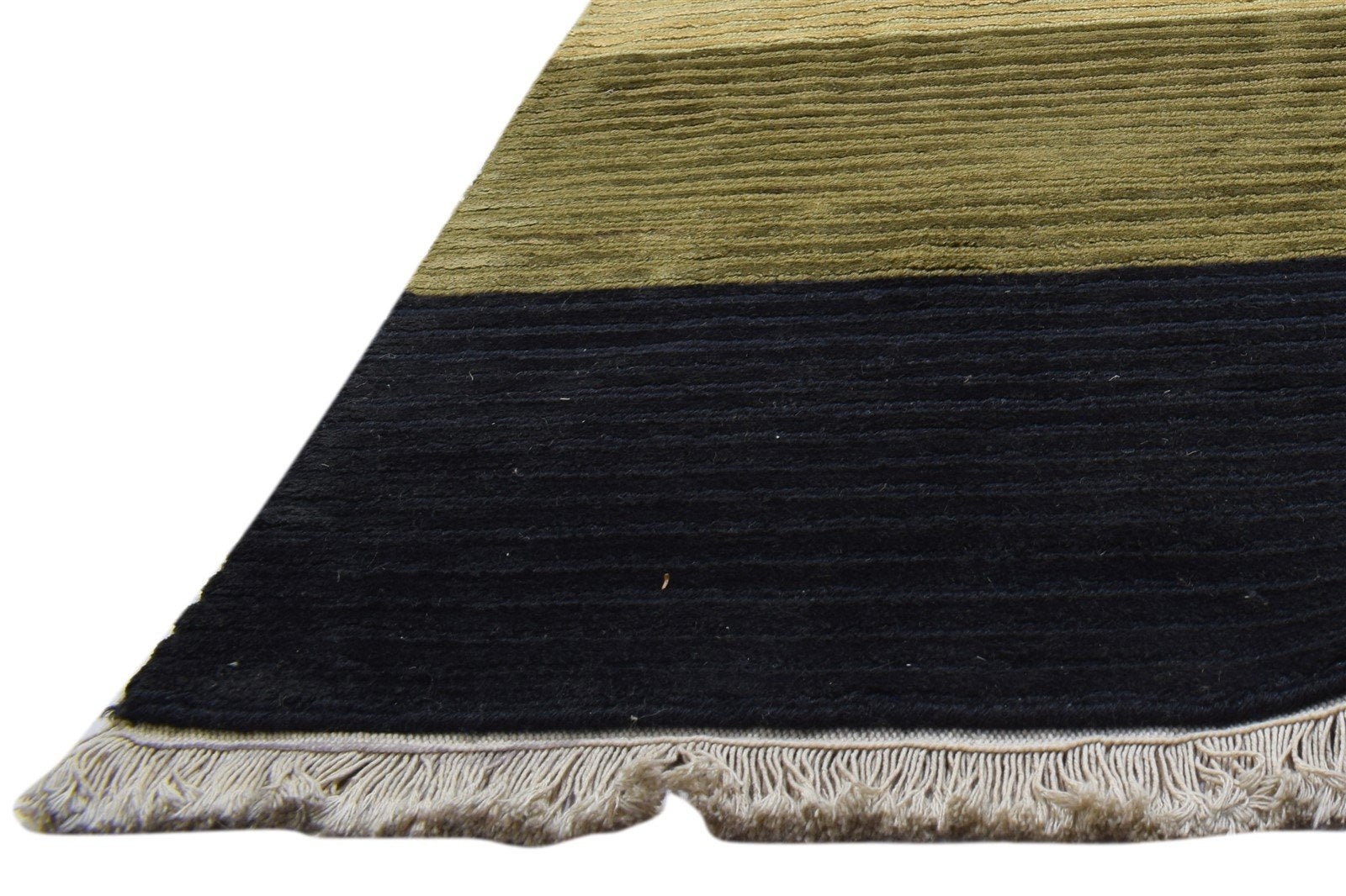 Wool Multi Rug 3' X 9' Modern Hand Knotted Indian Striped 3'2"X9'0" Carpet   7860702118037