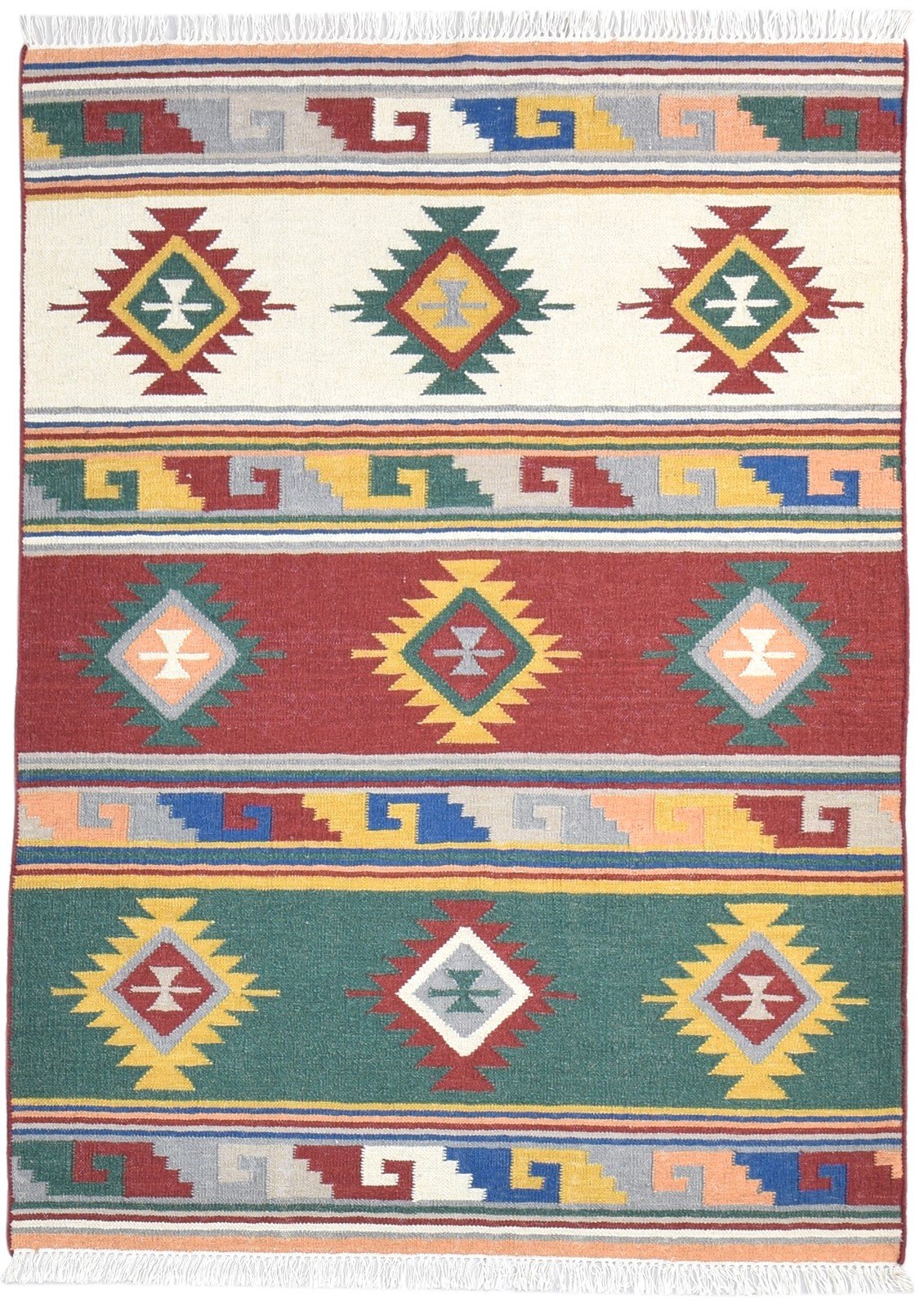 Wool Multi Rug 4' X 6' Persian Dhurrie Southwestern Oriental Room Size Carpet   7864990433429
