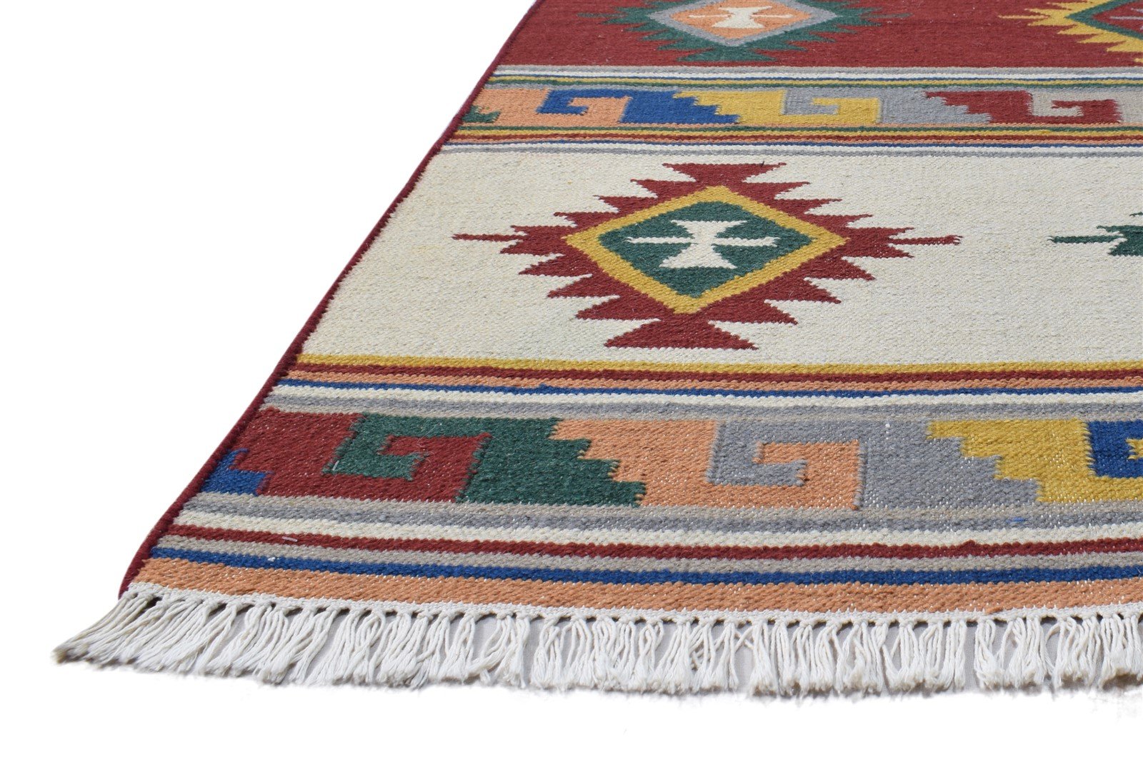 Wool Multi Rug 4' X 6' Persian Dhurrie Southwestern Oriental Room Size Carpet   7864990433429
