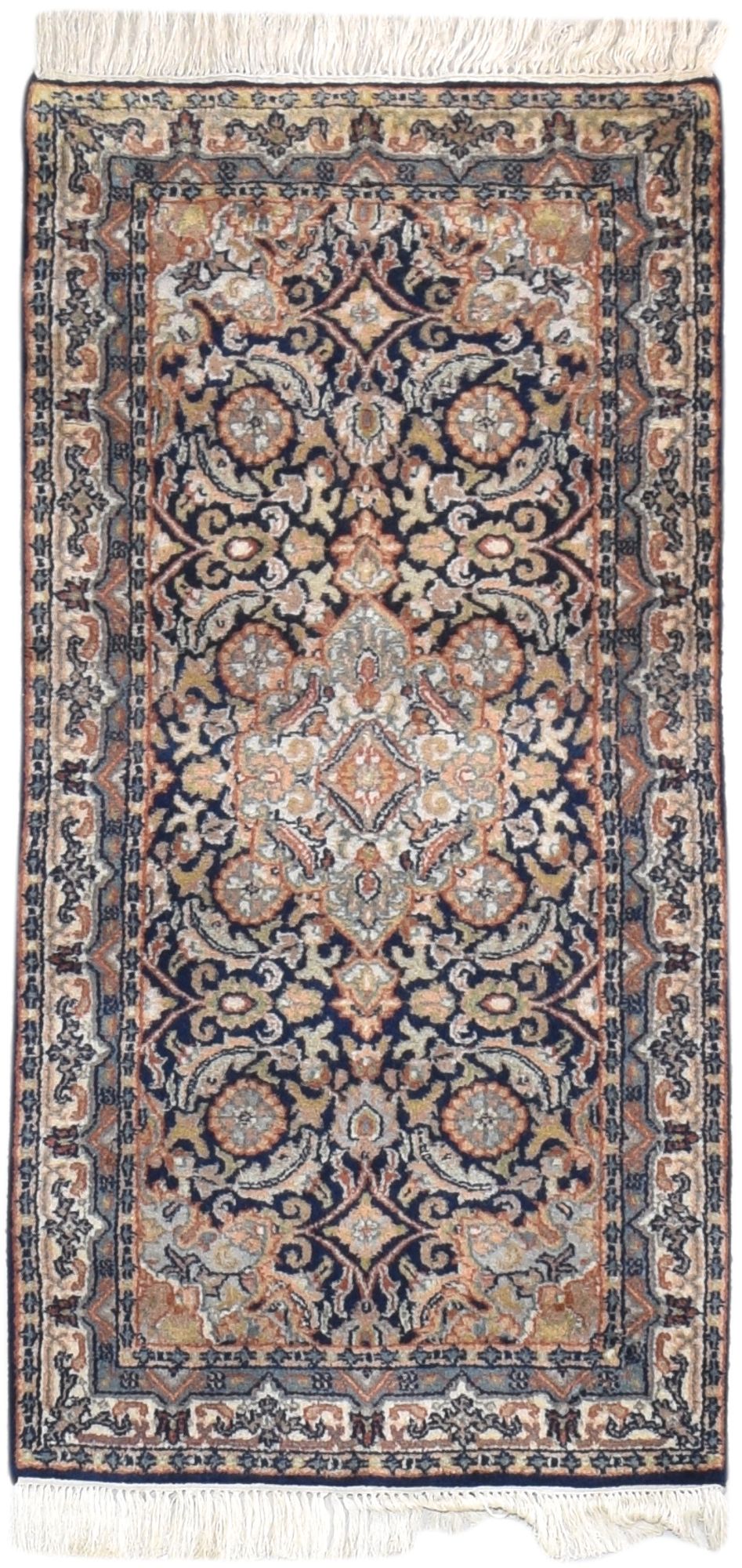 Wool Navy Blue Rug 2'6 X 5' Persian Hand Knotted Tabriz Oriental Small Carpet   7864678842517