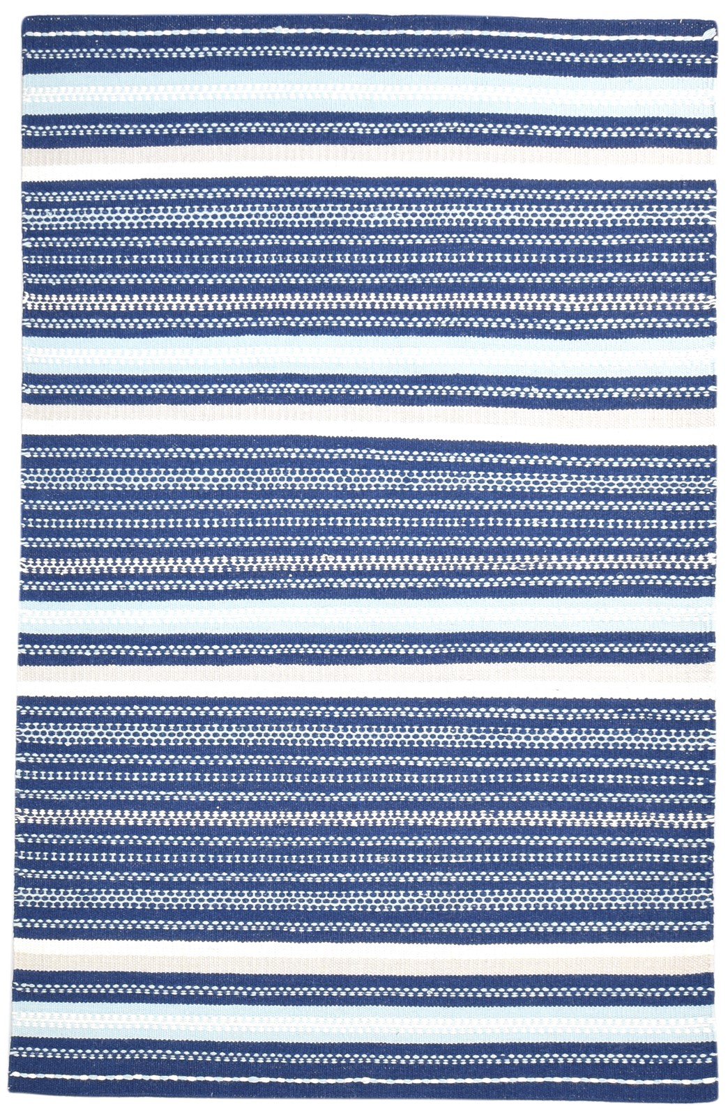 Wool Navy Blue Rug 5' X 8' Modern Dhurrie Scandinavian Striped Room Size Carpet   7865051840661