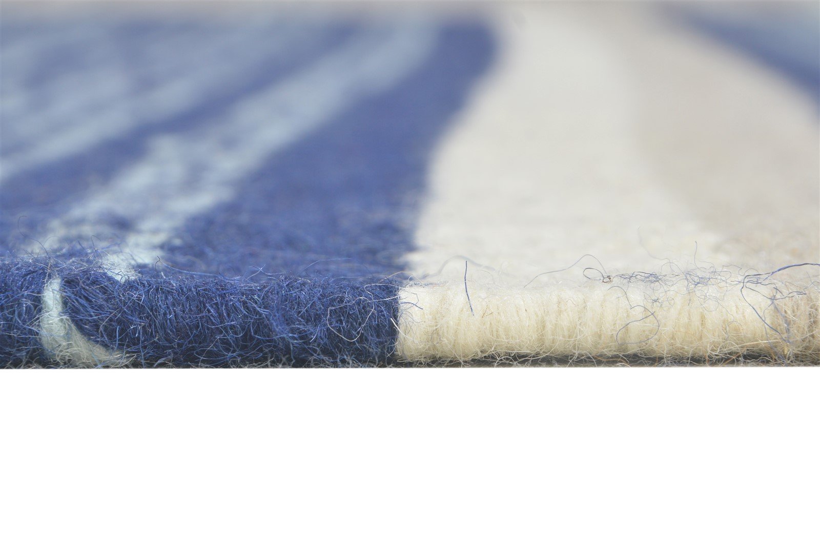 Wool Navy Blue Rug 5' X 8' Modern Dhurrie Scandinavian Striped Room Size Carpet   7865051840661