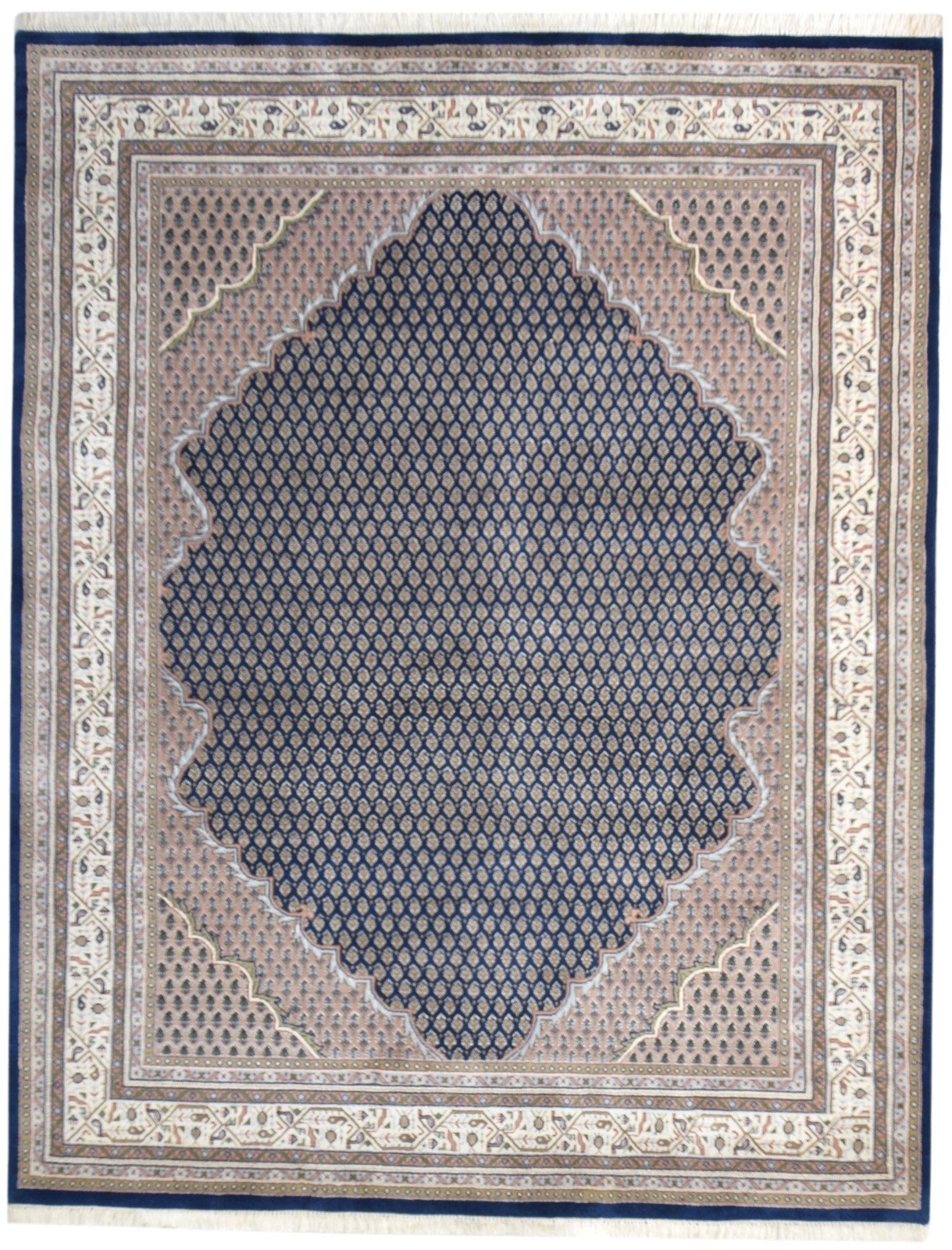 Wool Navy Blue Rug 6' X 8' Persien Hand Knotted Qum Oriental Room Size Carpet   7865130123413