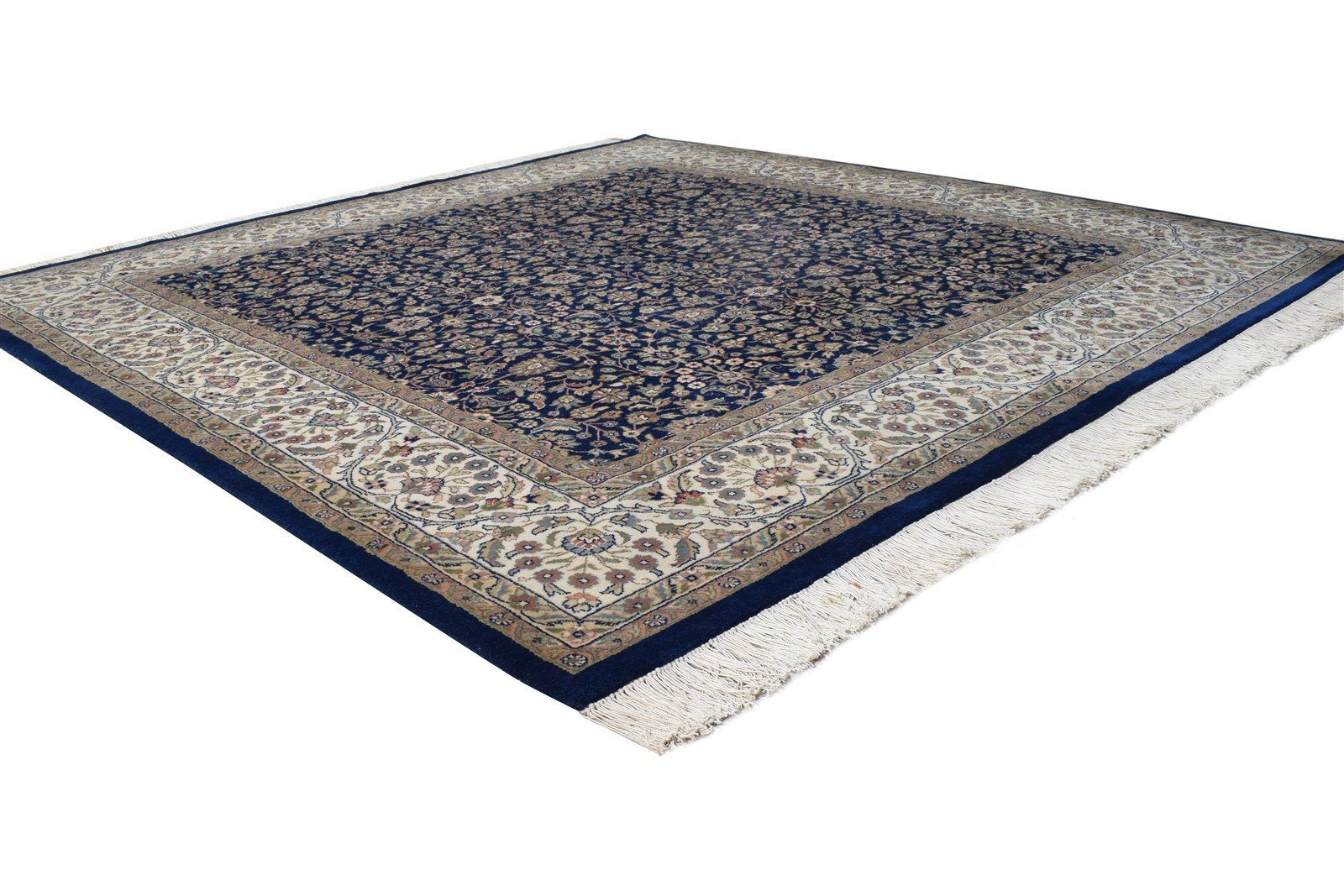 Wool Navy Blue Rug 7' X 7' Persian Hand Knotted Kashan Oriental Large Carpet   7864638701717