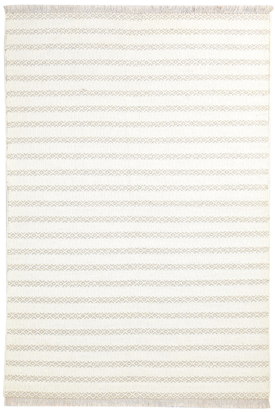 Wool Off-White Rug 5' X 7' Modern Dhurrie Scandinavian Striped Room Size Carpet   7865051545749