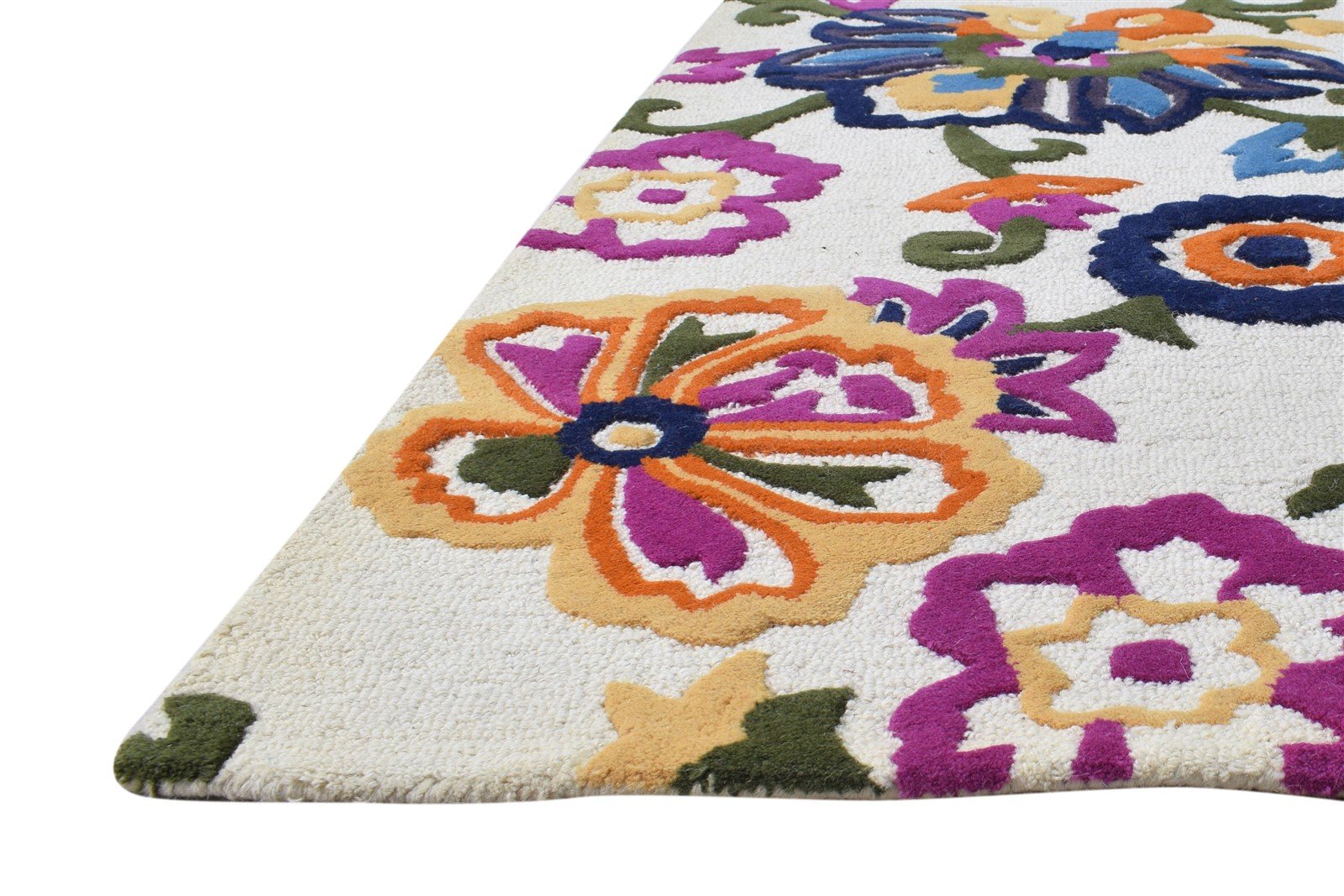 Wool Off-White Rug 6' X 8' Modern Hand Tufted French Floral Room Size Carpet   7865055805589