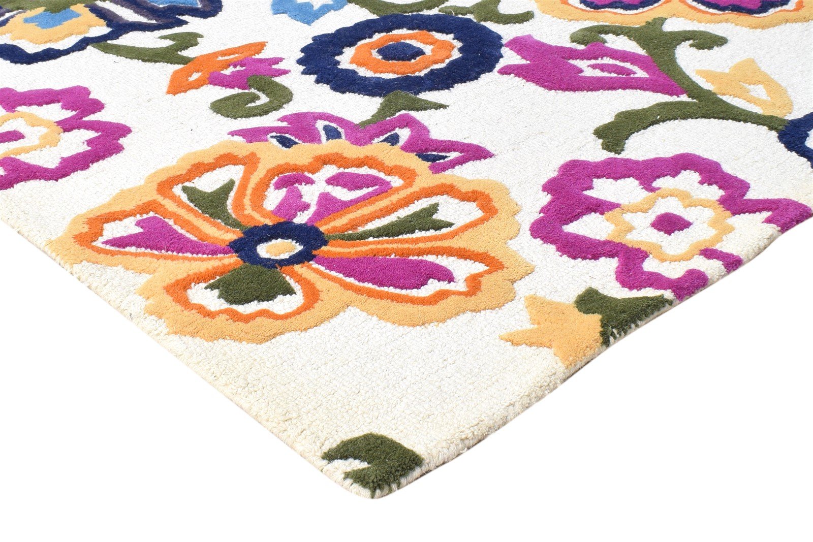 Wool Off-White Rug 6' X 8' Modern Hand Tufted French Floral Room Size Carpet   7865055805589