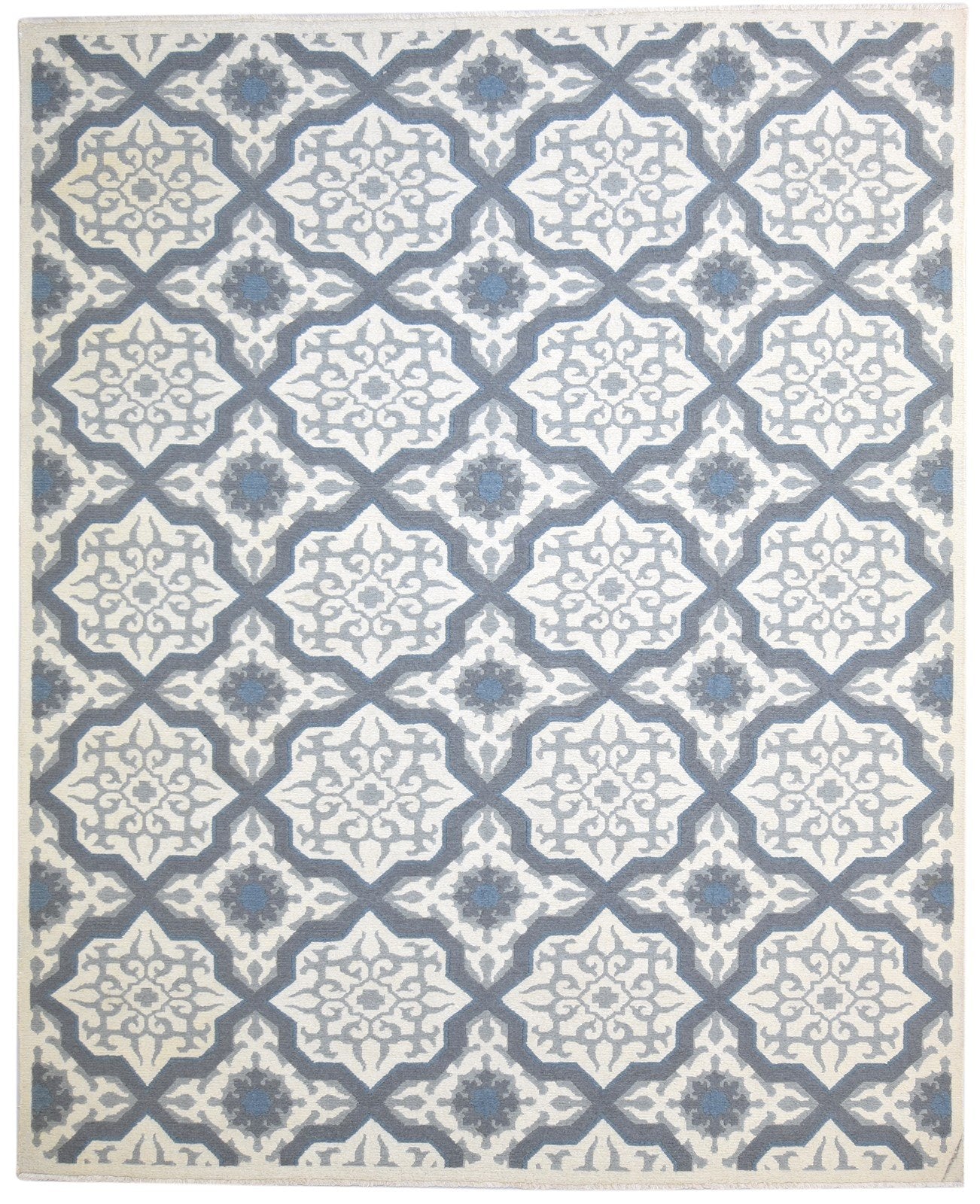 Wool Off-White Rug 8' X 10' Modern Flatweave Moroccan Trellis Large Carpet   7865073336469