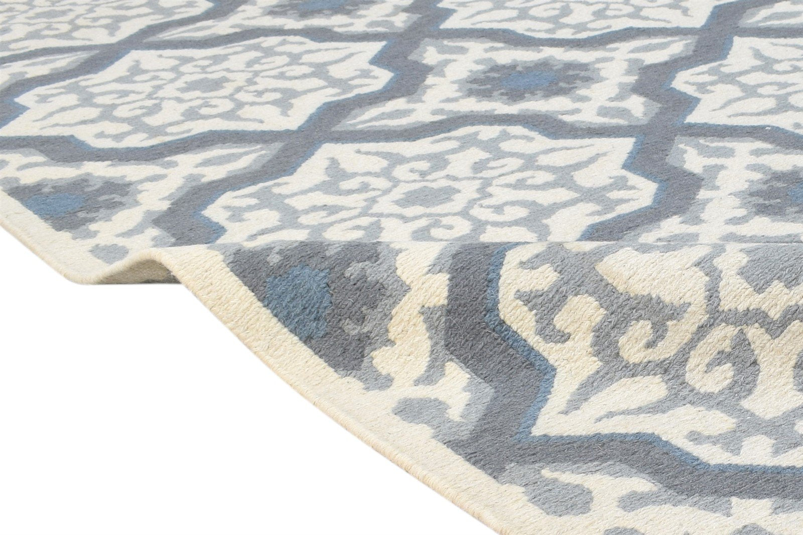 Wool Off-White Rug 8' X 10' Modern Flatweave Moroccan Trellis Large Carpet   7865073336469