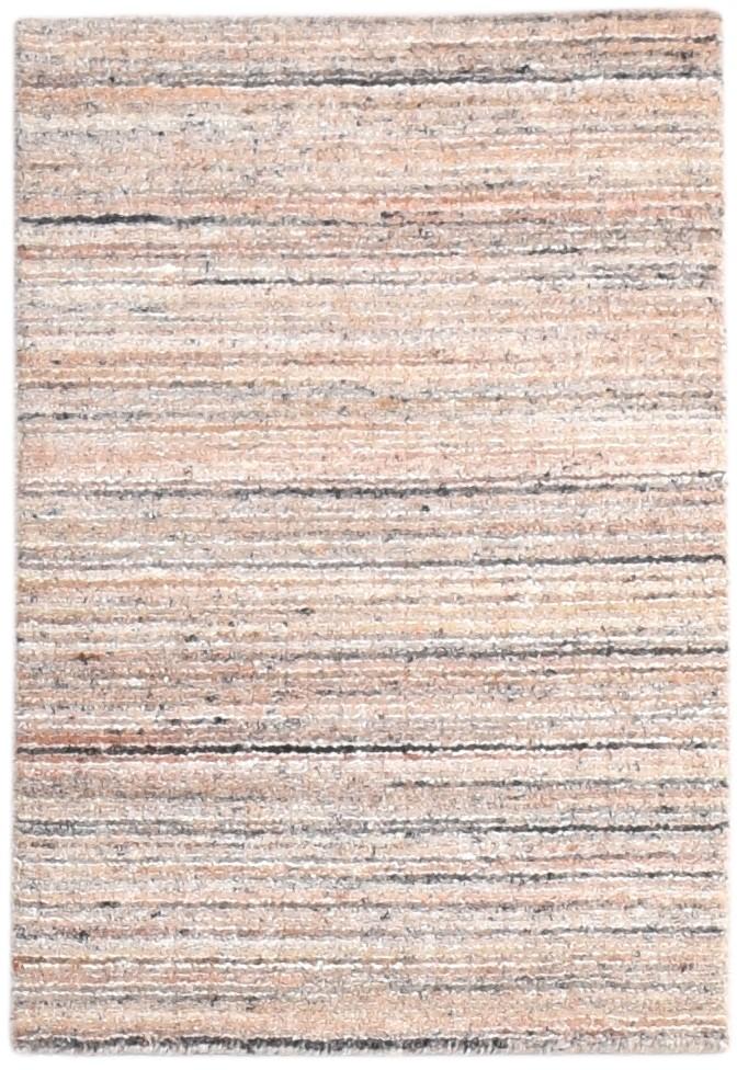 Wool Pink Rug 2' X 3' Modern Handloom Scandinavian Striped Small Carpet   7865136742549