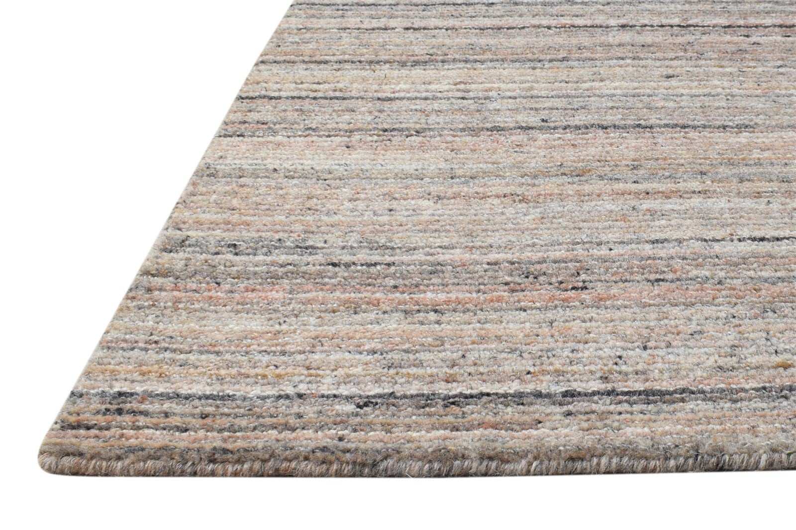 Wool Pink Rug 2' X 3' Modern Handloom Scandinavian Striped Small Carpet   7865136742549