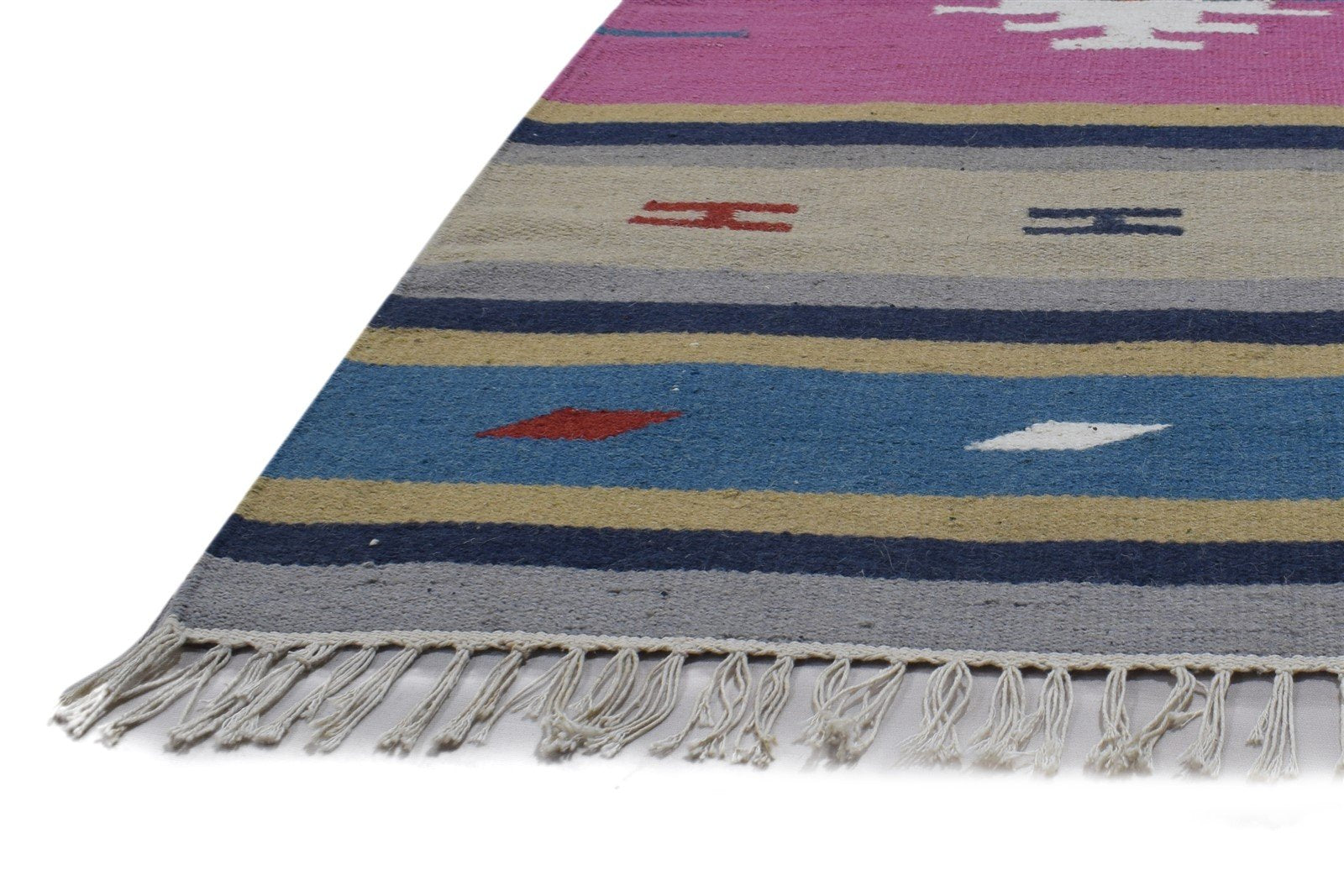Wool Pink Rug 2' X 5' Persian Dhurrie Oriental Tribal Small Carpet   7864350408853