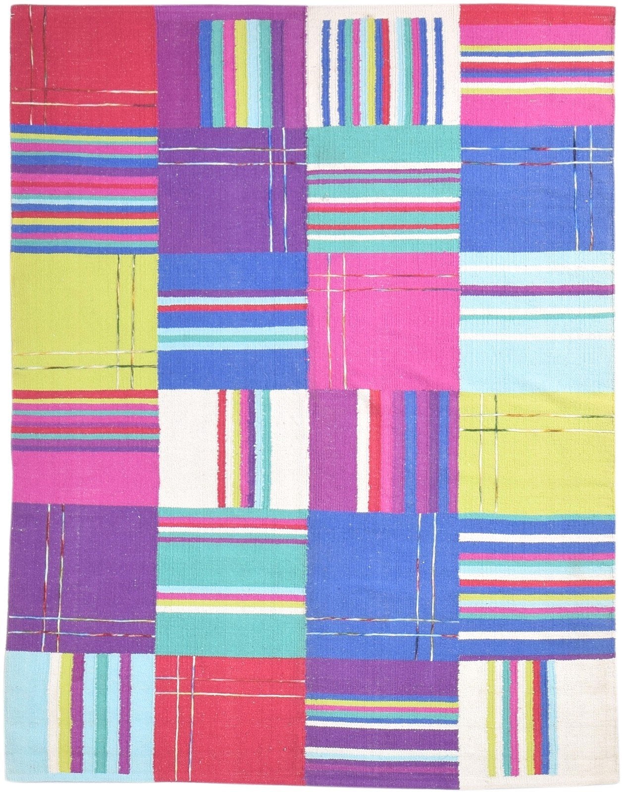 Wool Pink Rug 5' X 7' Modern Dhurrie Bohemian Abstract Room Size Carpet   7865190973589