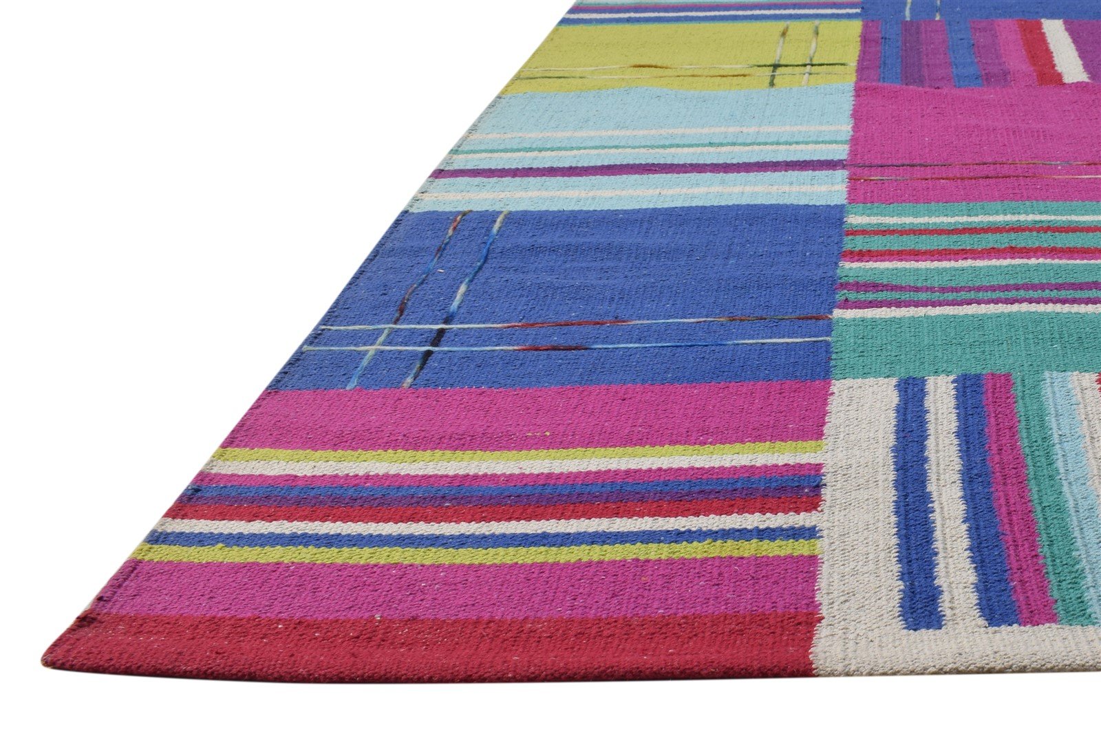 Wool Pink Rug 5' X 7' Modern Dhurrie Bohemian Abstract Room Size Carpet   7865190973589