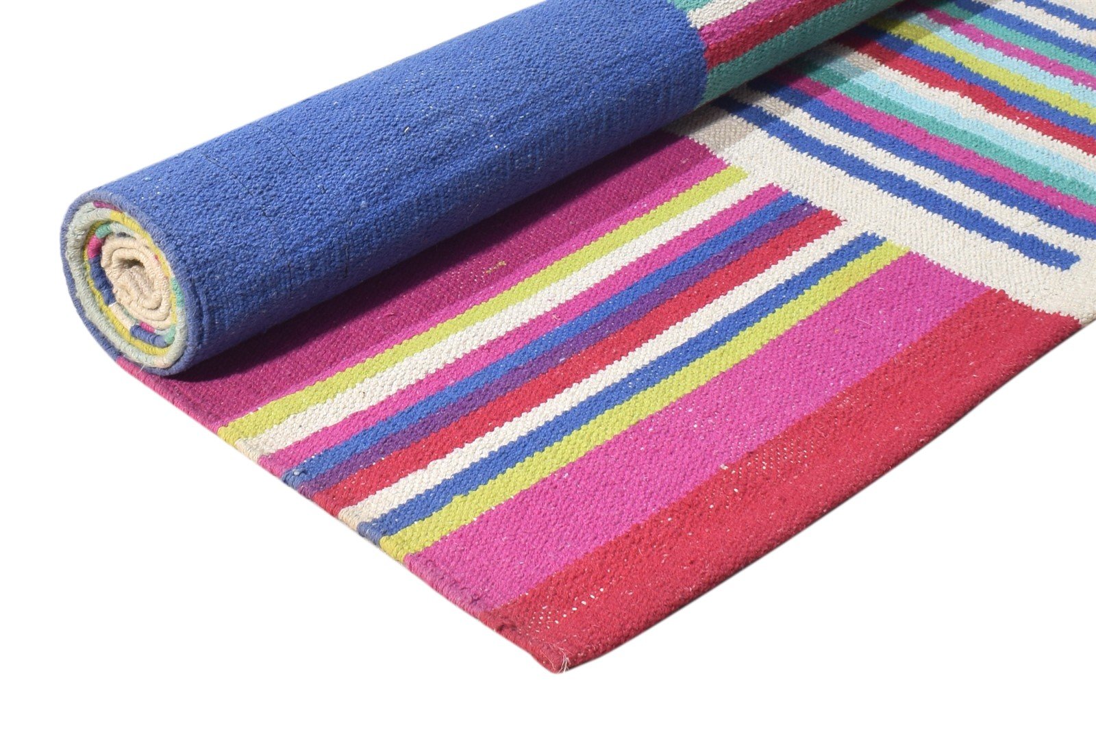 Wool Pink Rug 5' X 7' Modern Dhurrie Bohemian Abstract Room Size Carpet   7865190973589