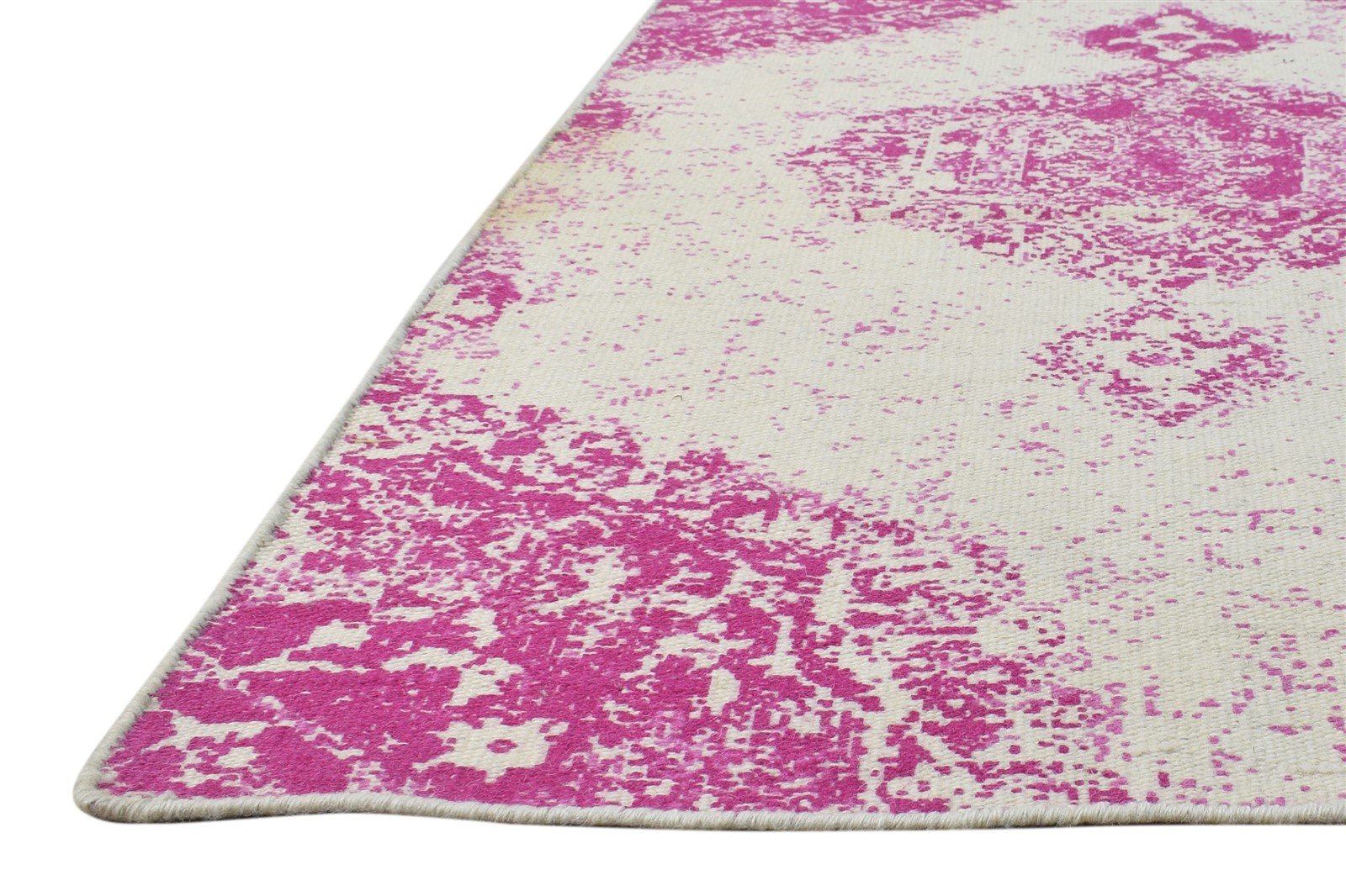 Wool Pink Rug 5' X 8' Modern Dhurrie Bohemian Damask Room Size Carpet   7865166037141