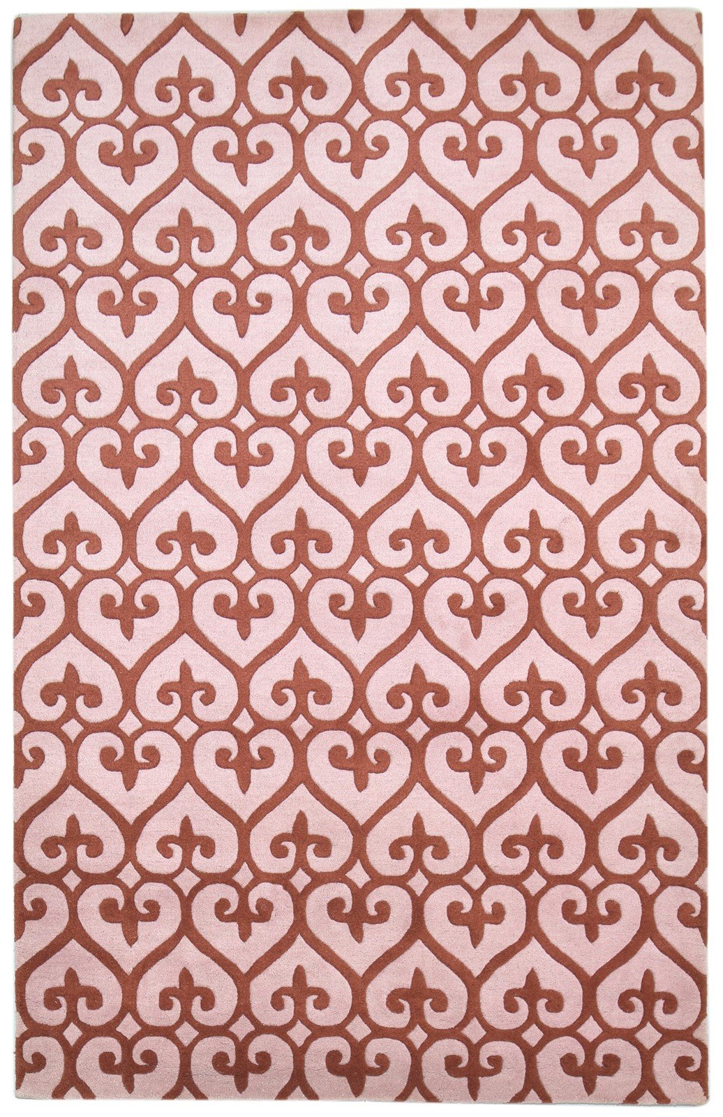 Wool Pink Rug 5' X 8' Modern Hand Tufted Moroccan Trellis Room Size Carpet   7864110547093