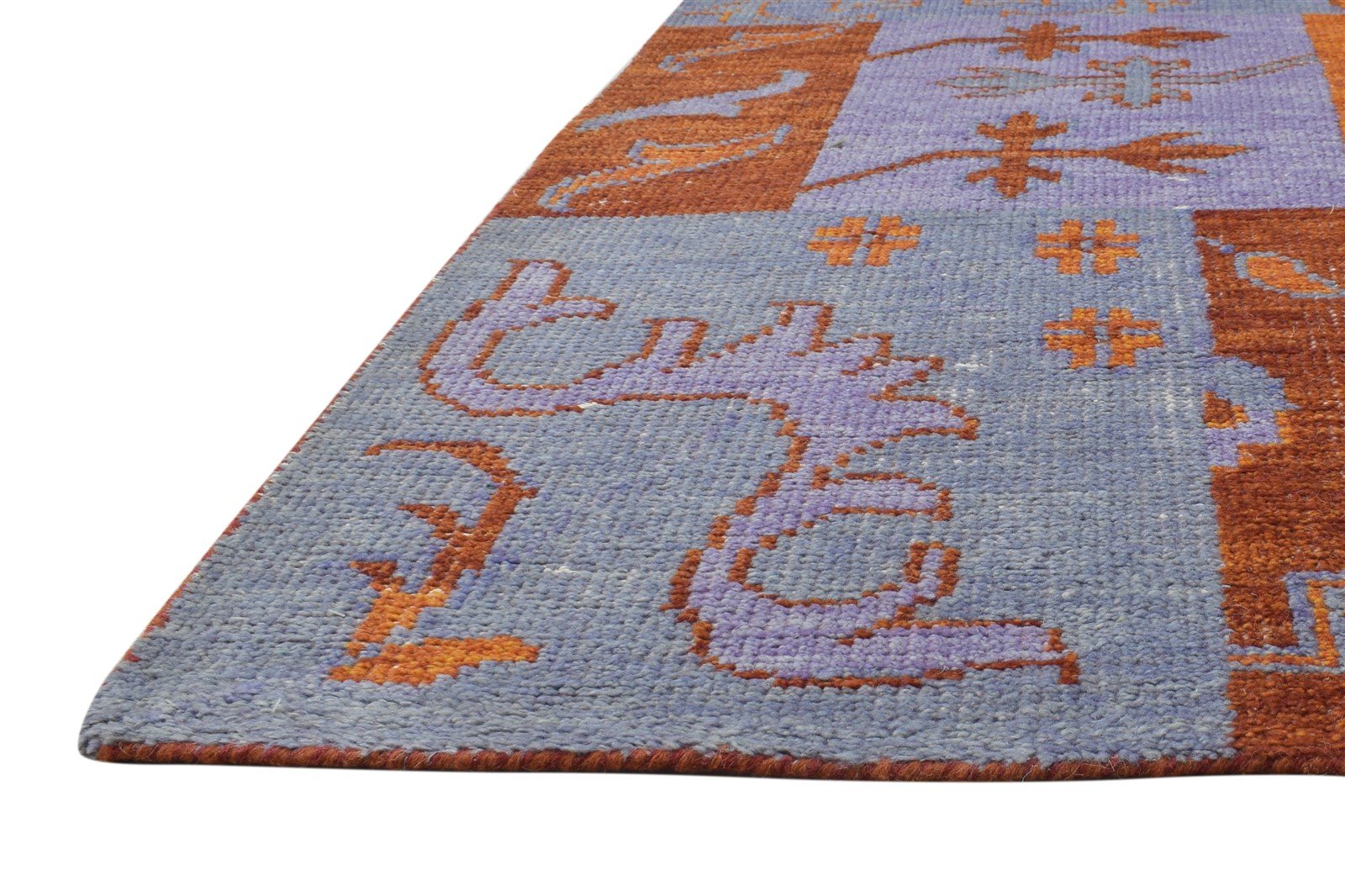 Wool Purple Rug 5' X 8' Modern Hand Knotted Oriental Patchwork Room Size Carpet   7865073762453