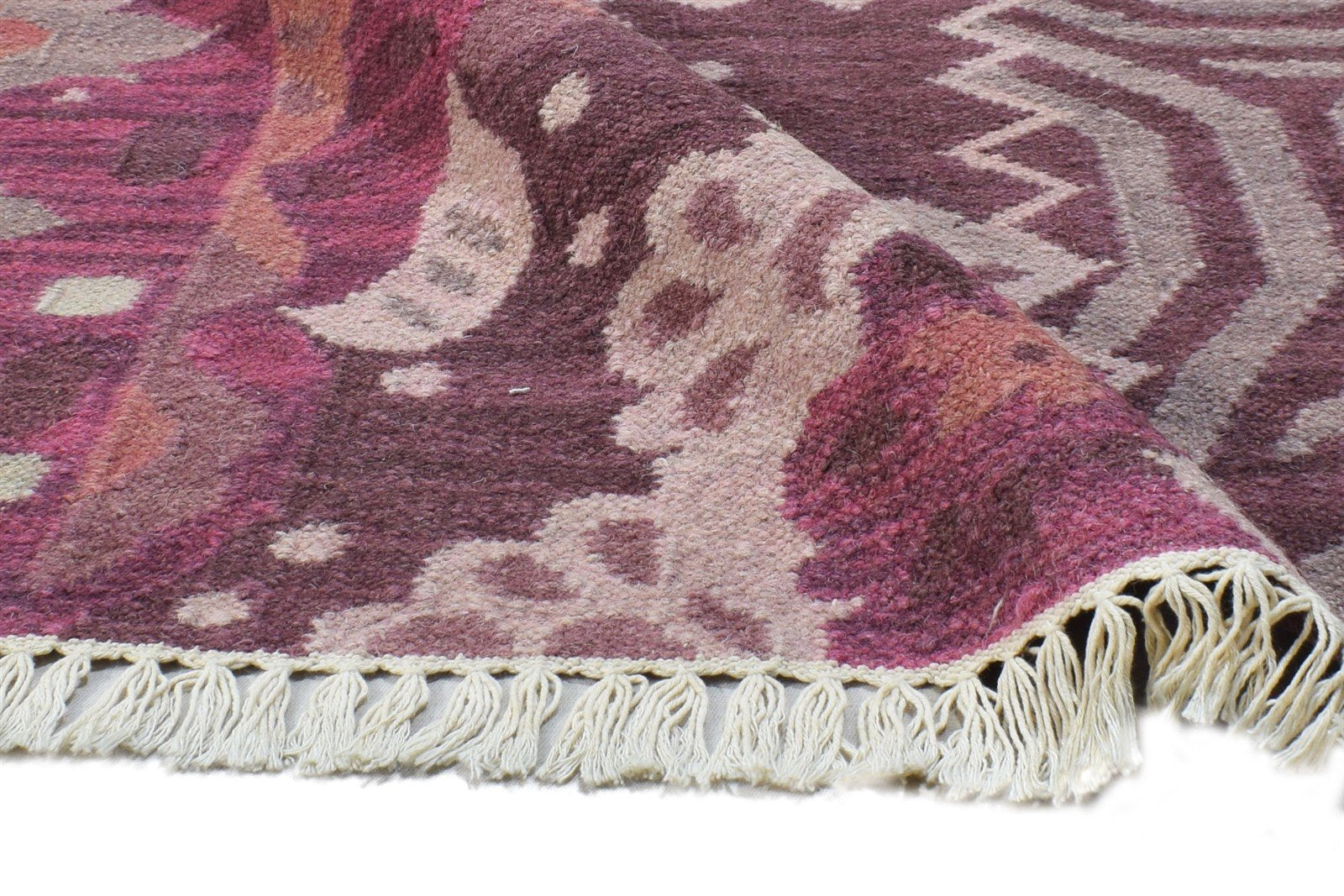 Andriana Wool Purple Rug 5' X 8' Southwestern Dhurrie American Tribal   7865041911957