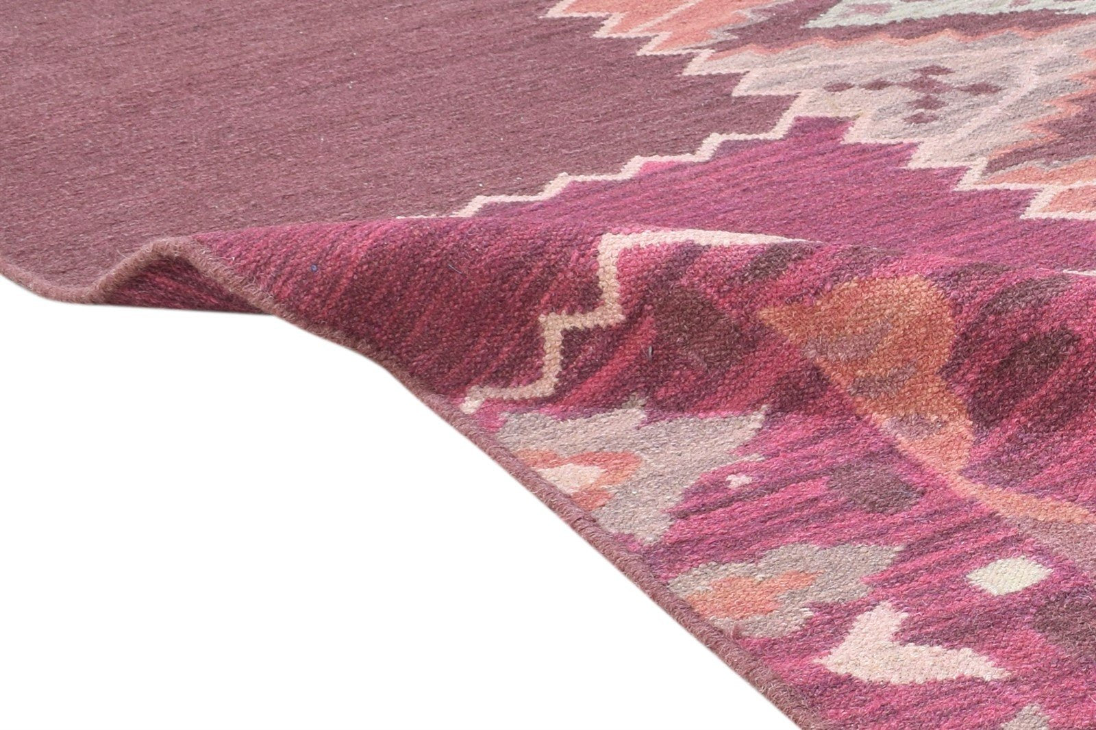 Andriana Wool Purple Rug 5' X 8' Southwestern Dhurrie American Tribal   7865041911957