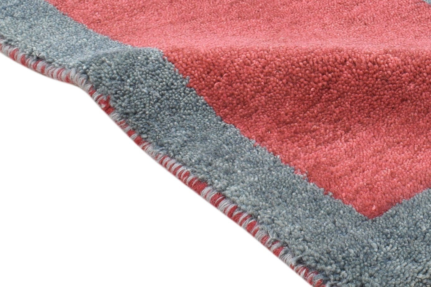 Else Wool Red Rug 1' X 2' Modern Hand Knotted Scandinavian Bordered   7865099452565