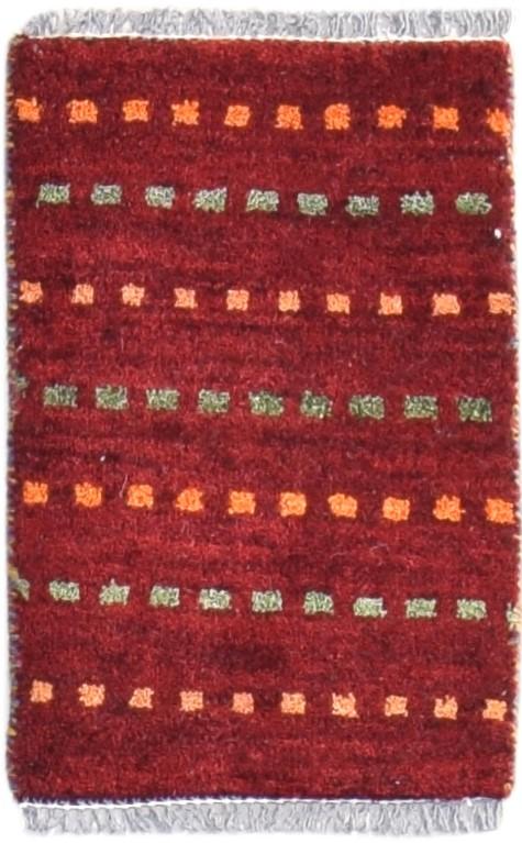 Wool Red Rug 1' X 2' Southwestern Hand Knotted Gabbeh Striped Small Carpet   7865086214293
