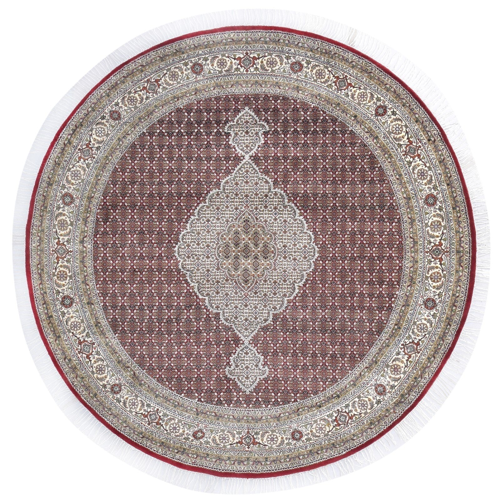 Wool Red Rug 10' X 10' Persian Hand Knotted Tabriz Medallion Extra Large Round   7864640143509