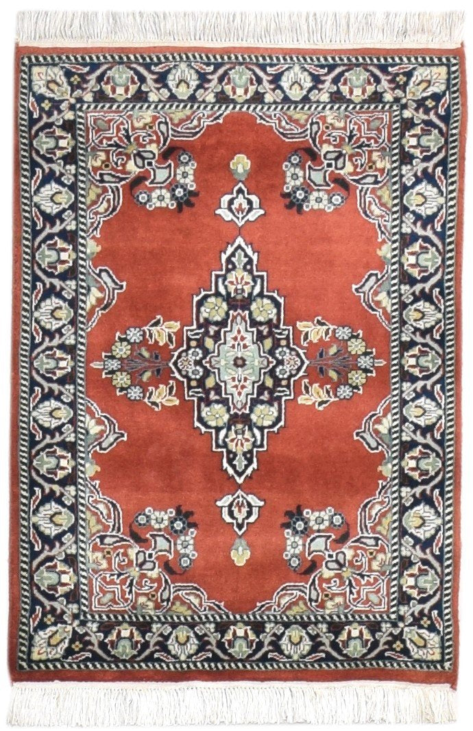 Wool Red Rug 2' X 3' Persian Hand Knotted Heriz-Indian Oriental Small Carpet   7864644862101