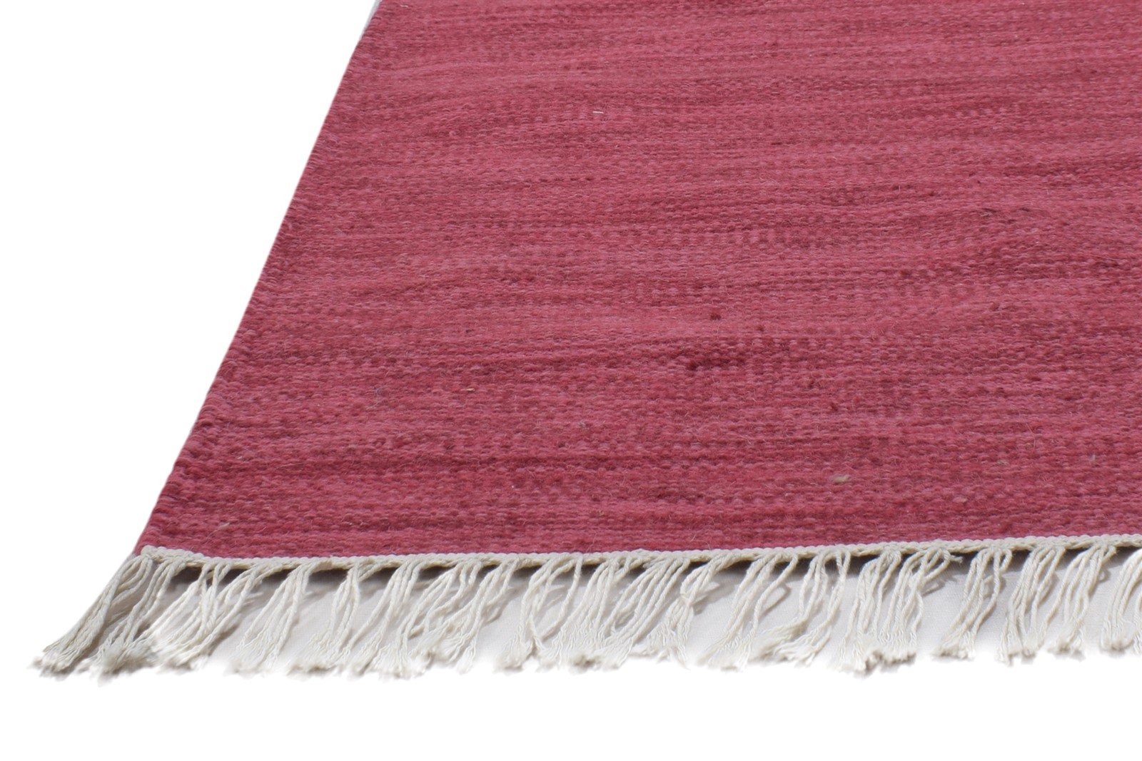 Wool Red Rug 3' X 5' Modern Dhurrie Scandinavian Solid Small Carpet   7864181391509