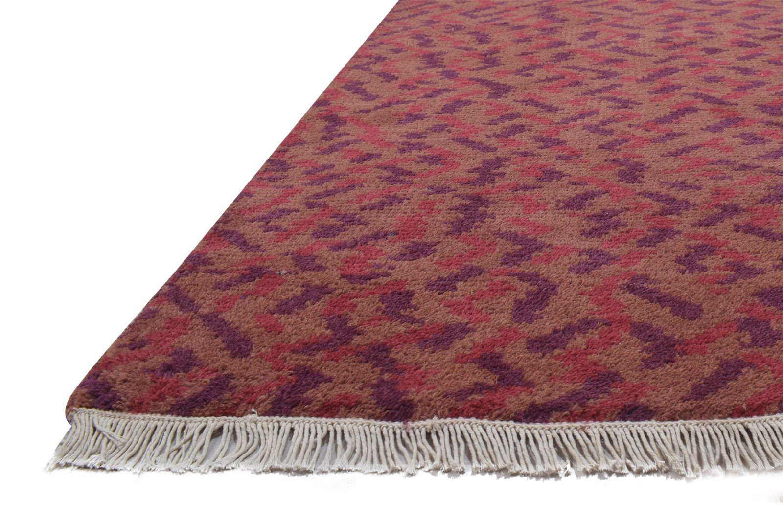 Wool Red Rug 3' X 9' Modern Hand Knotted Bohemian Abstract Small Runner   7864315216021