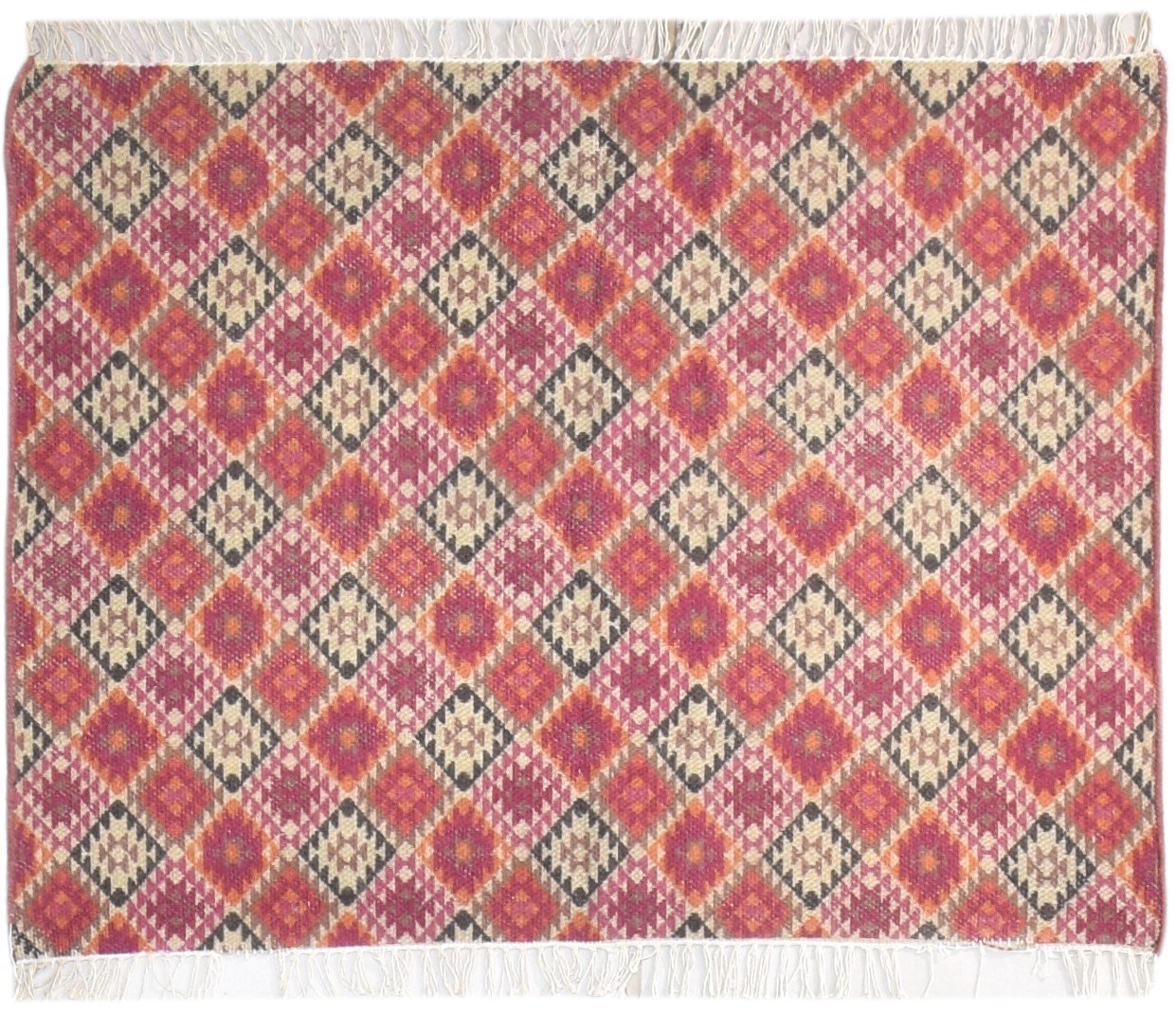 Wool Red Rug 4' X 3' Tribal Dhurrie Southwestern Tribal Room Size Carpet   7864673435797
