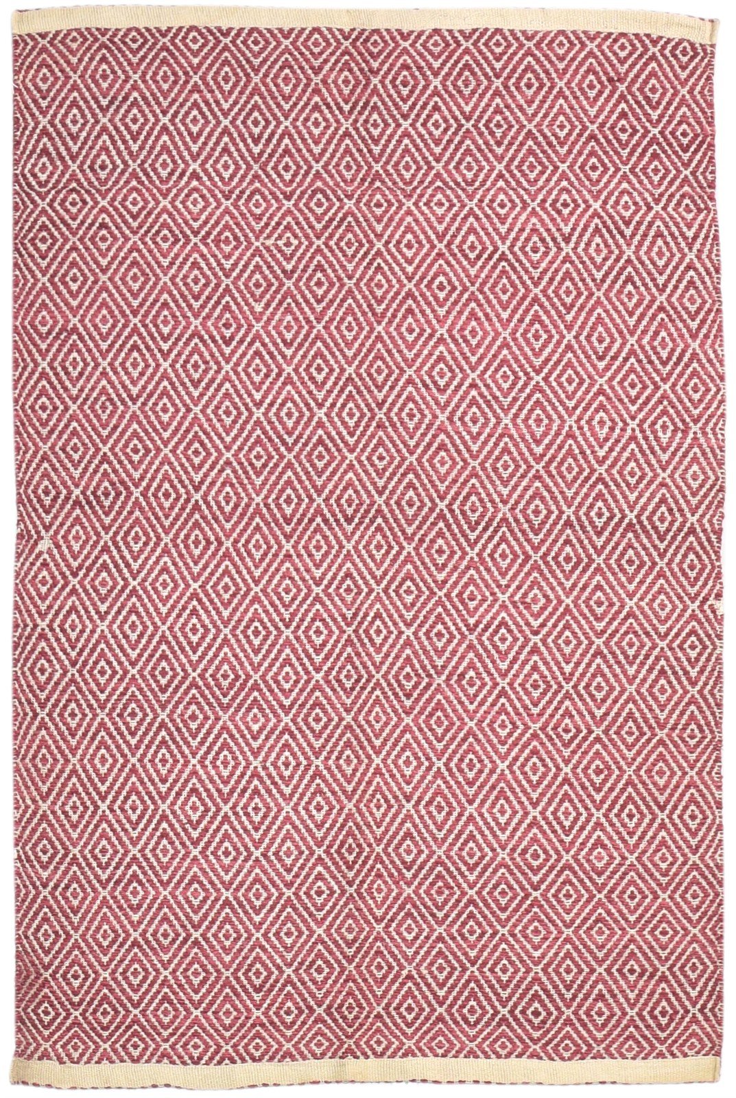 Wool Red Rug 4' X 6' Modern Dhurrie Scandinavian Diamond Room Size Carpet   7864672583829