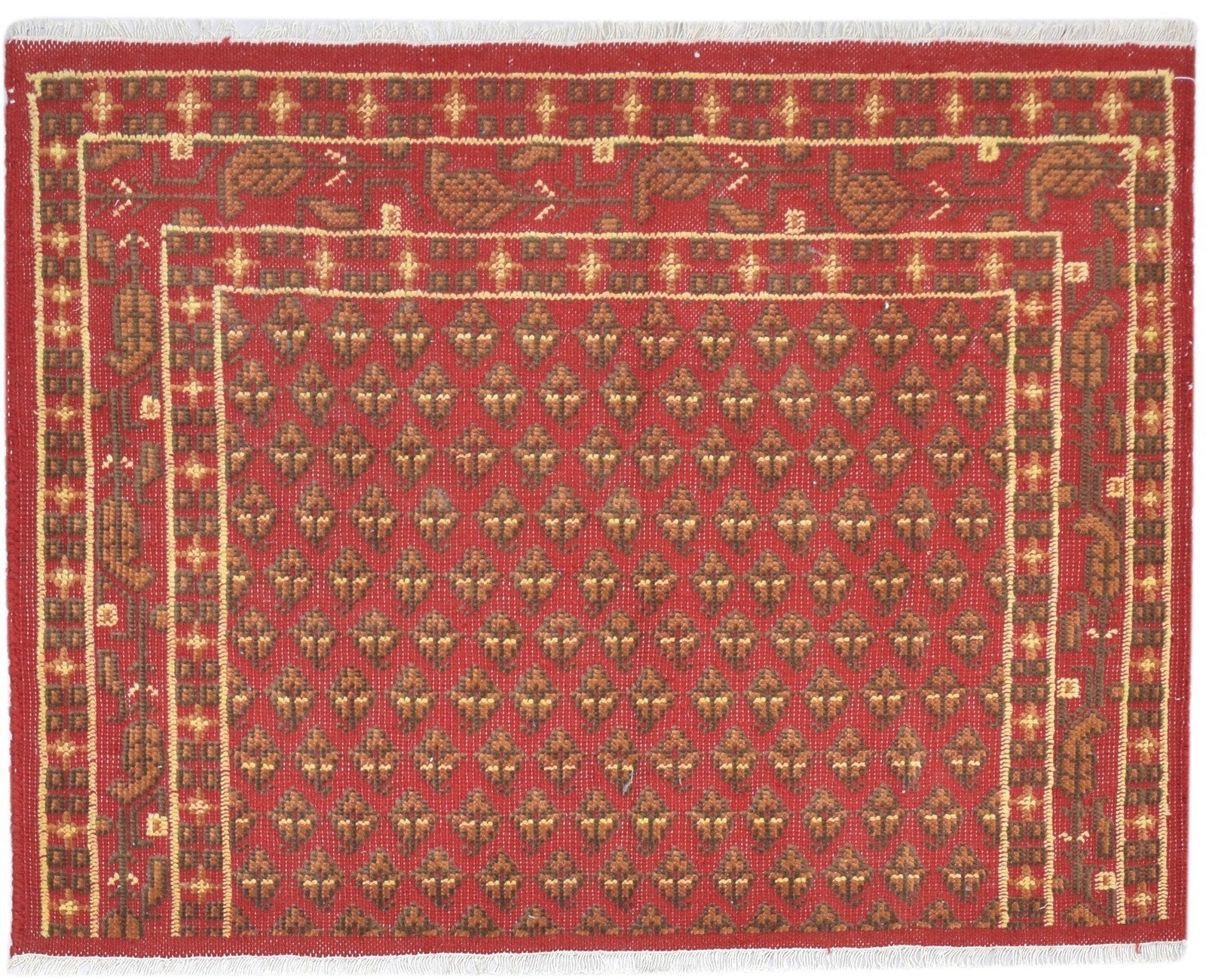Wool Red Rug 5' X 4' Persian Hand Knotted Kashan Oriental Room Size Carpet   7864107761813