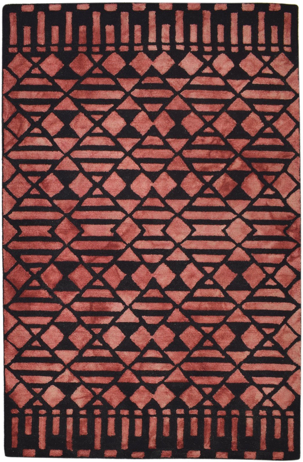 Wool Red Rug 5' X 8' Modern Hand Tufted Scandinavian Geometric Room Size Carpet   7860686586005