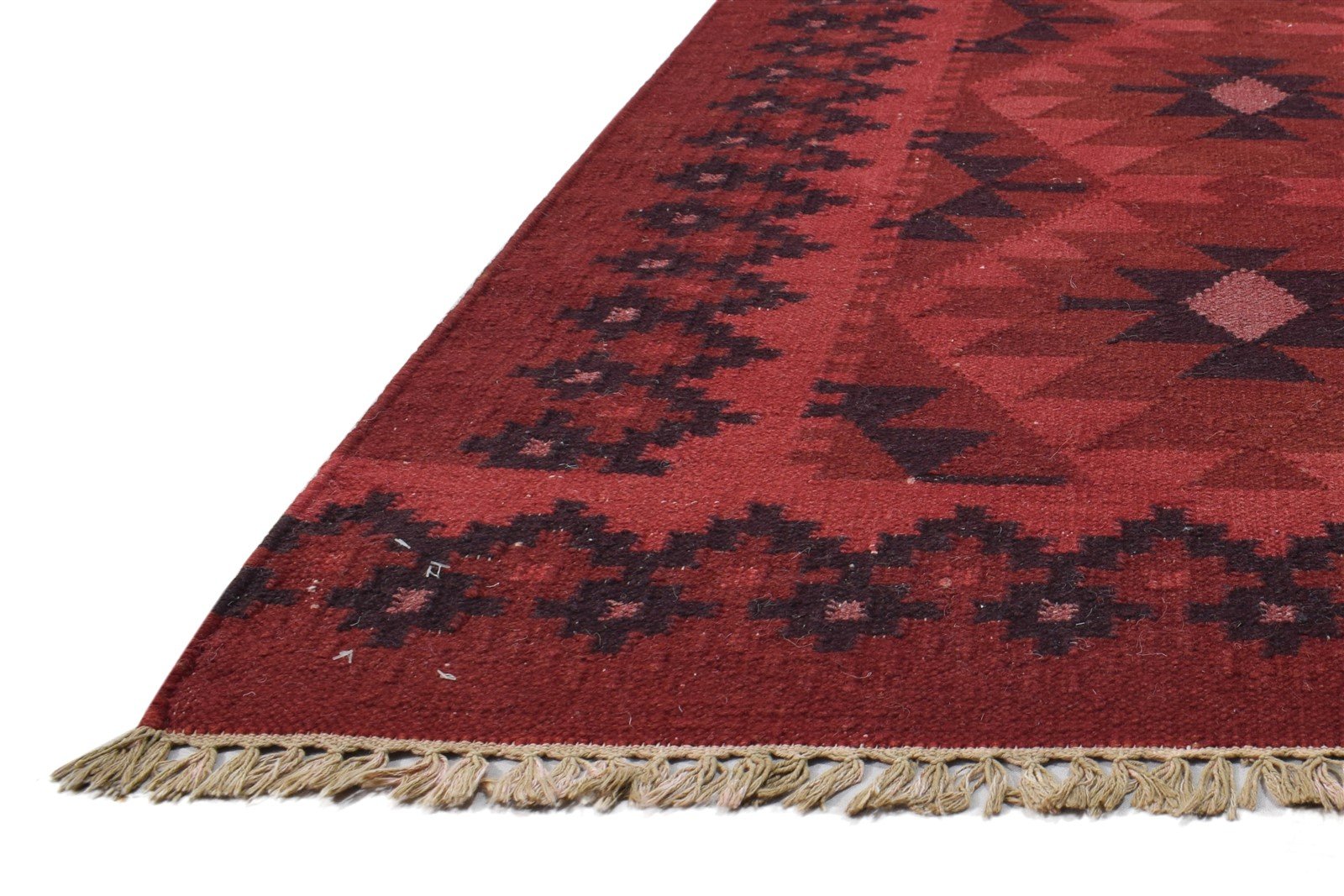 Wool Red Rug 6' X 8' Southwestern Dhurrie American Tribal Room Size Carpet   7865049776277