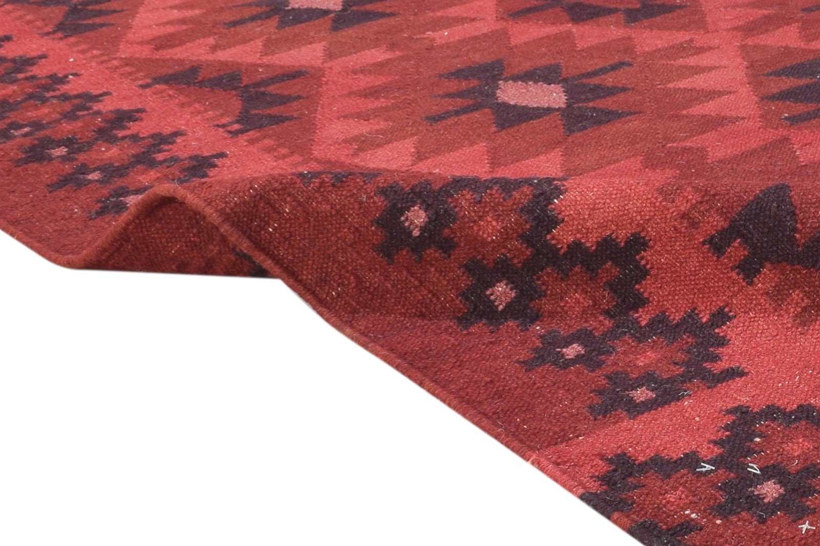 Wool Red Rug 6' X 8' Southwestern Dhurrie American Tribal Room Size Carpet   7865049776277
