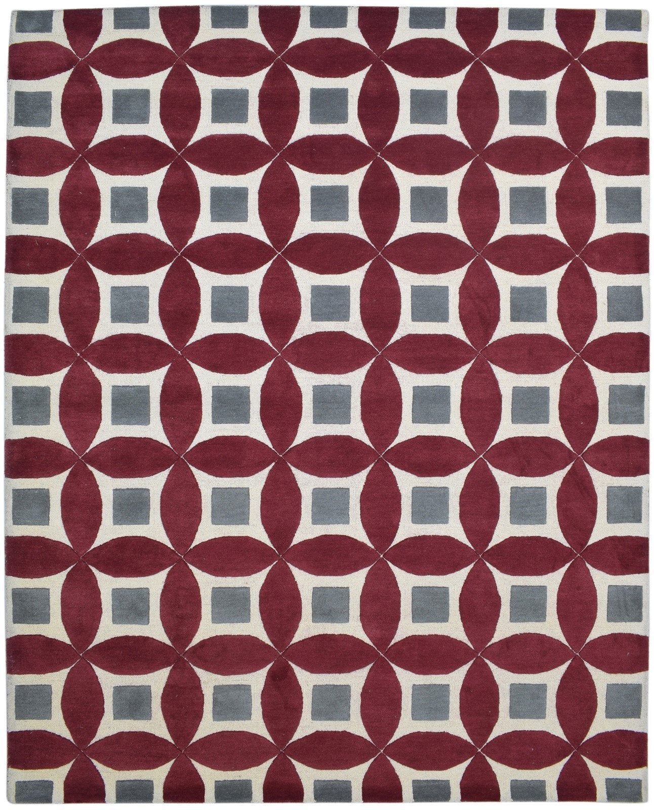 Wool Red Rug 8' X 10' Modern Hand Tufted Moroccan Geometric Large Carpet   7860687863957